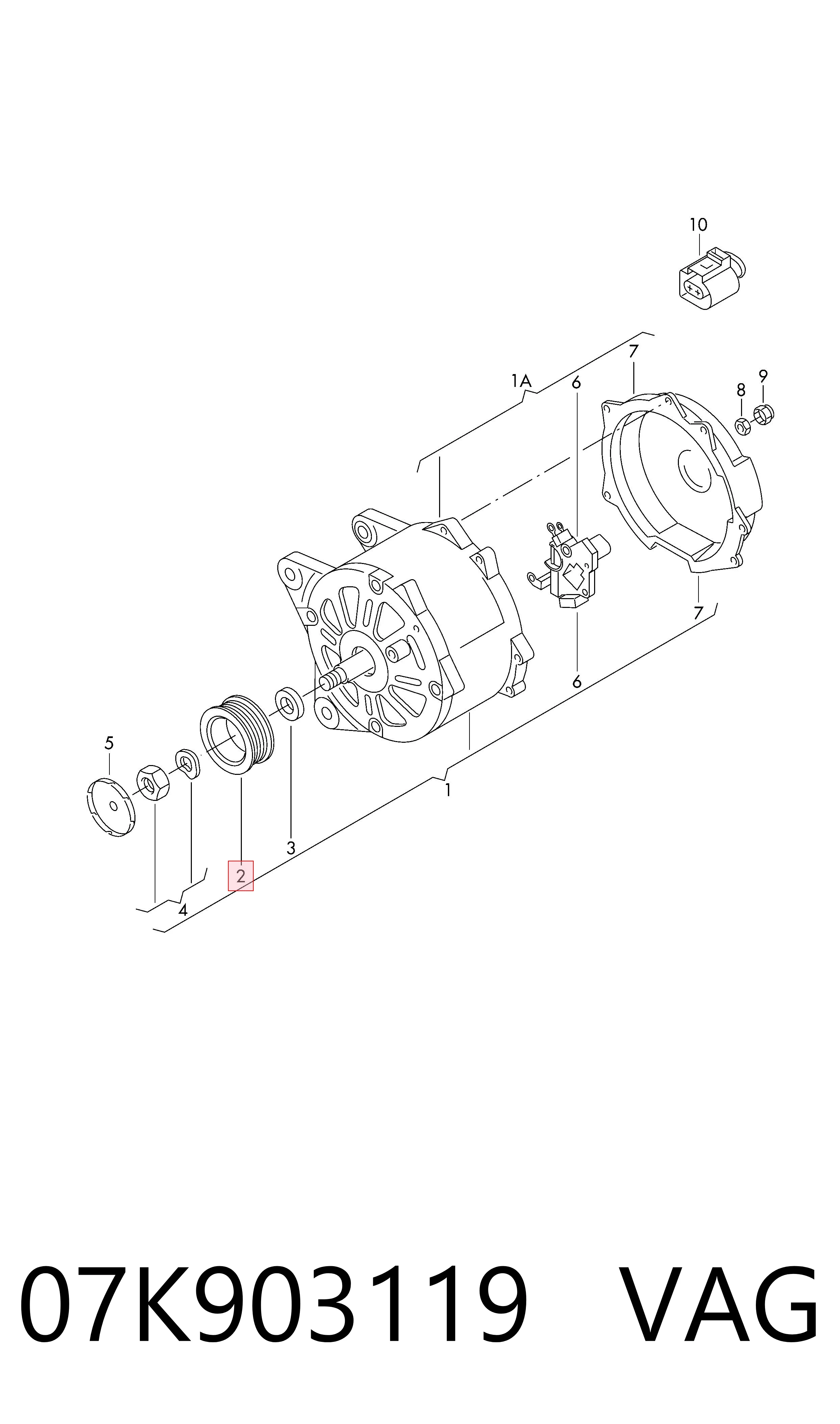 07K903119 VAG Rueda libre alternador 