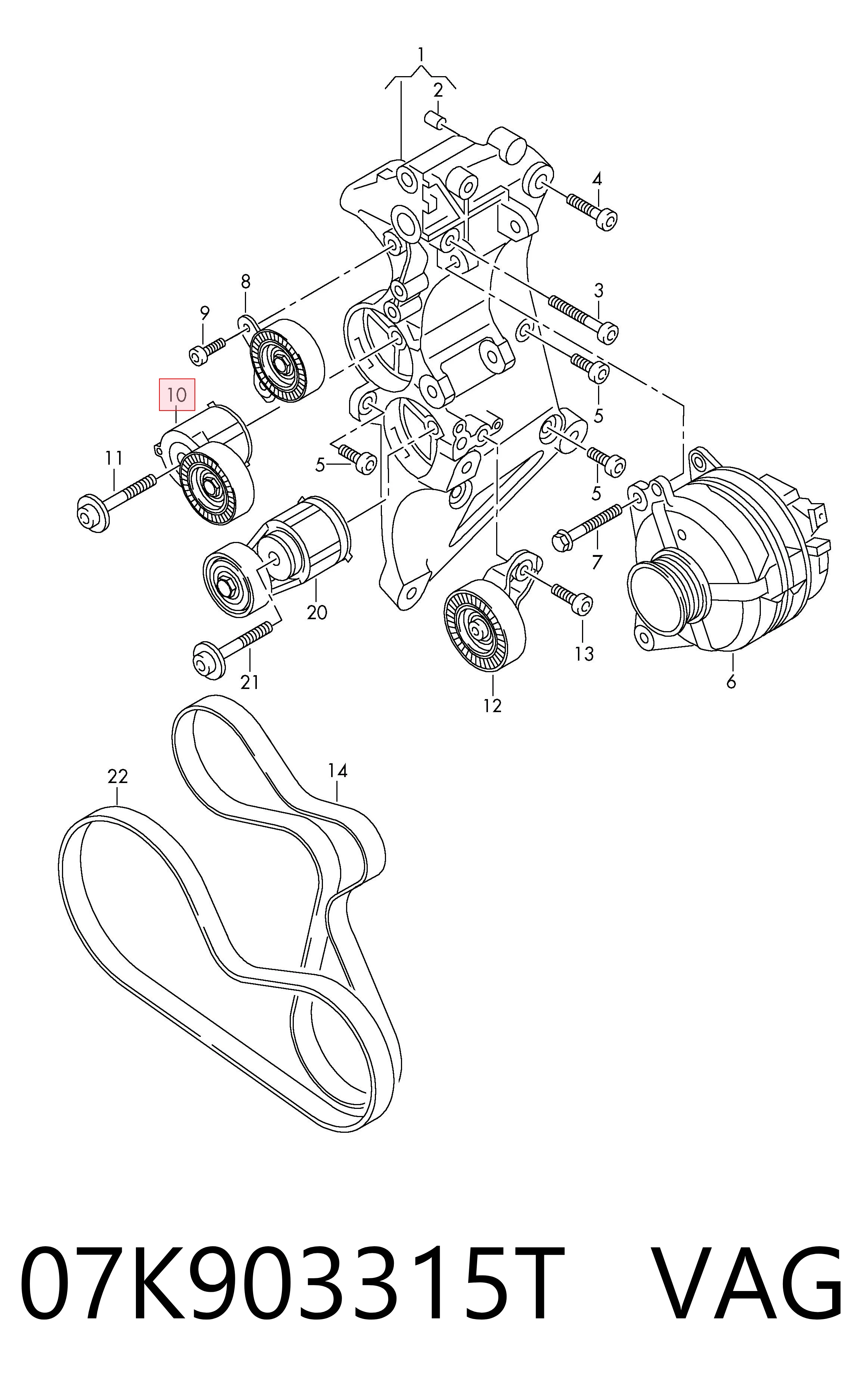 07K903315T VAG Tensor de correa de alternador