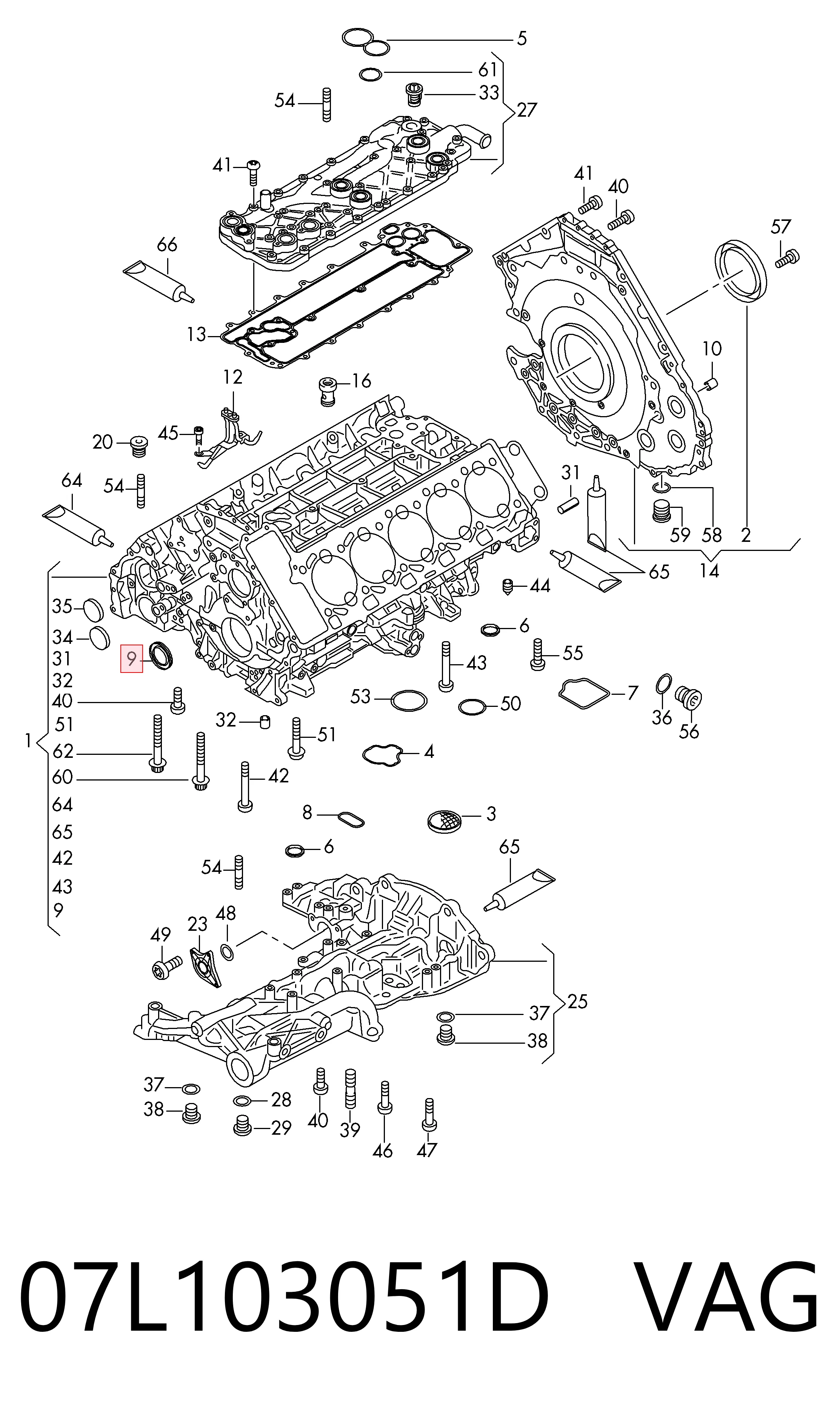 Retén delantero del cigüeñal 07L103051D VAG