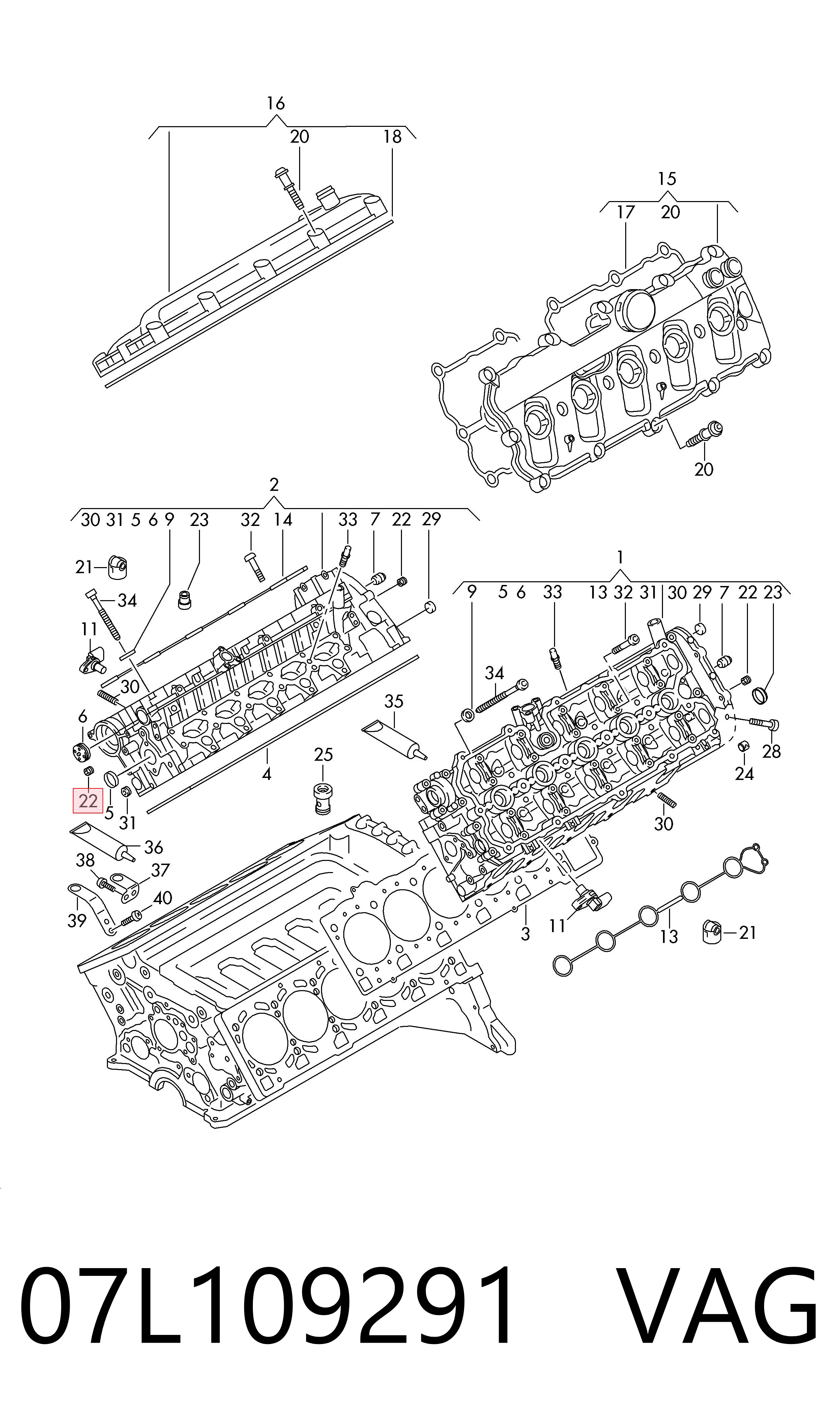 07L109291 VAG Tapa de bloque motor