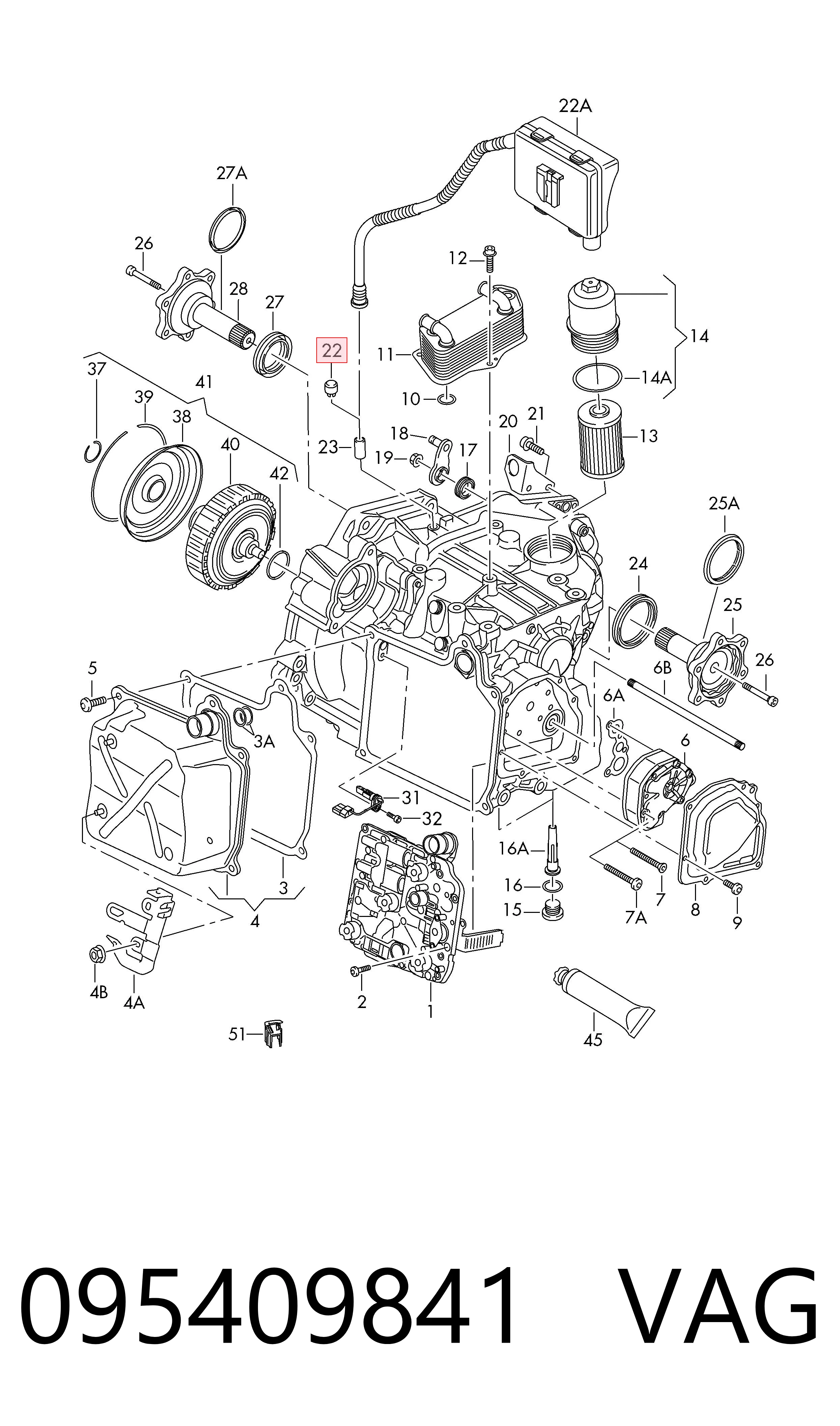 095409841 VAG Tapa trasera de la caja de cambios