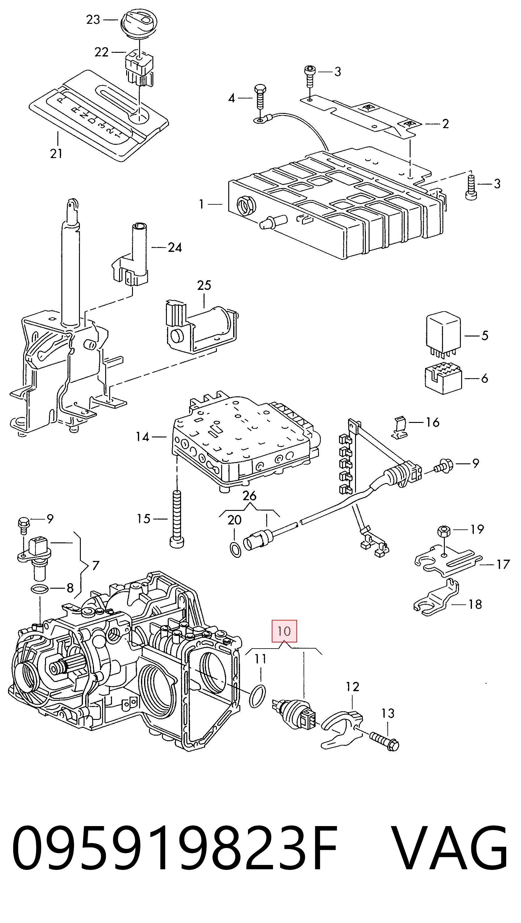 095919823F VAG Sensor de posiciones de la transmisión automática
