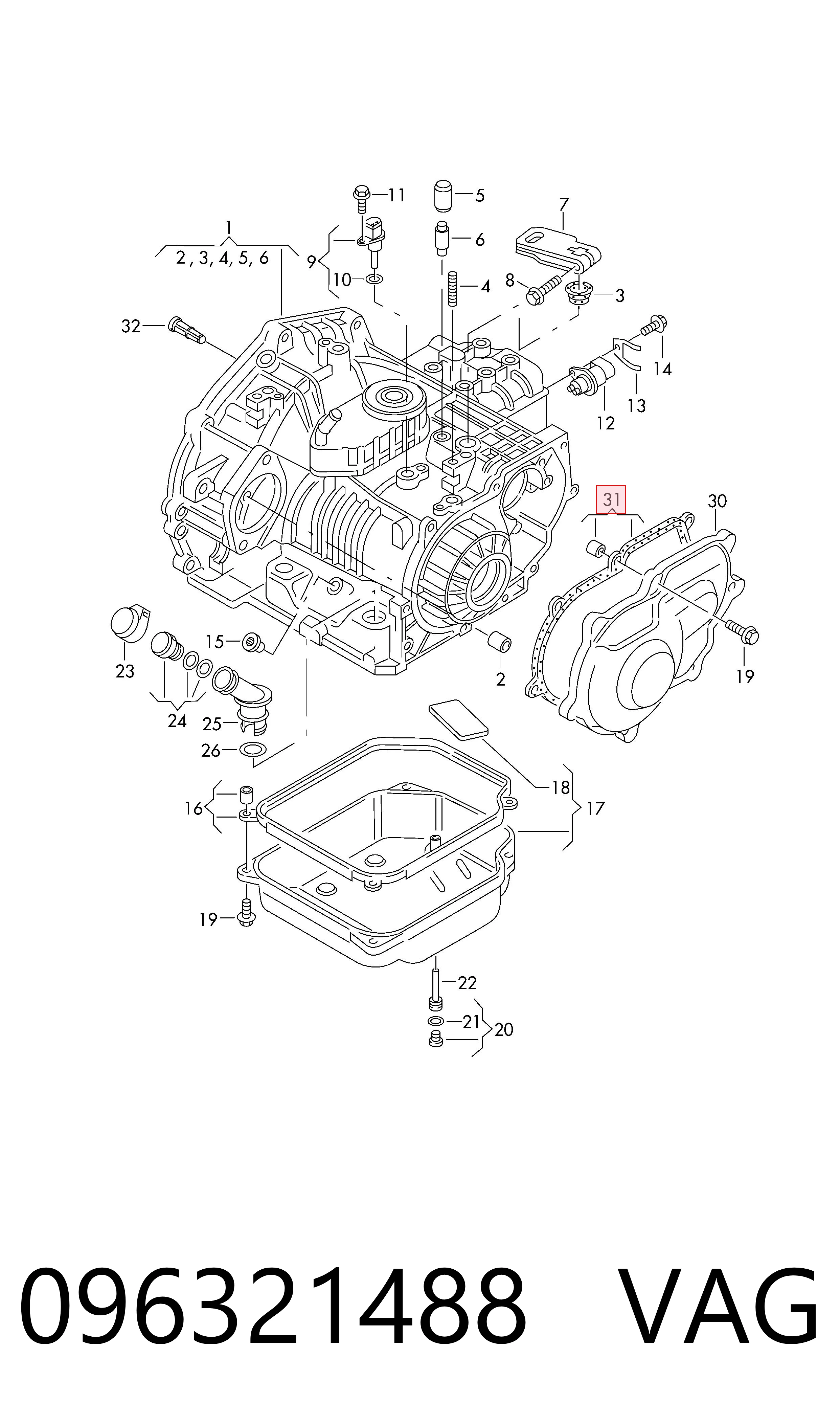 096321488 VAG Junta de tapa de caja de cambios