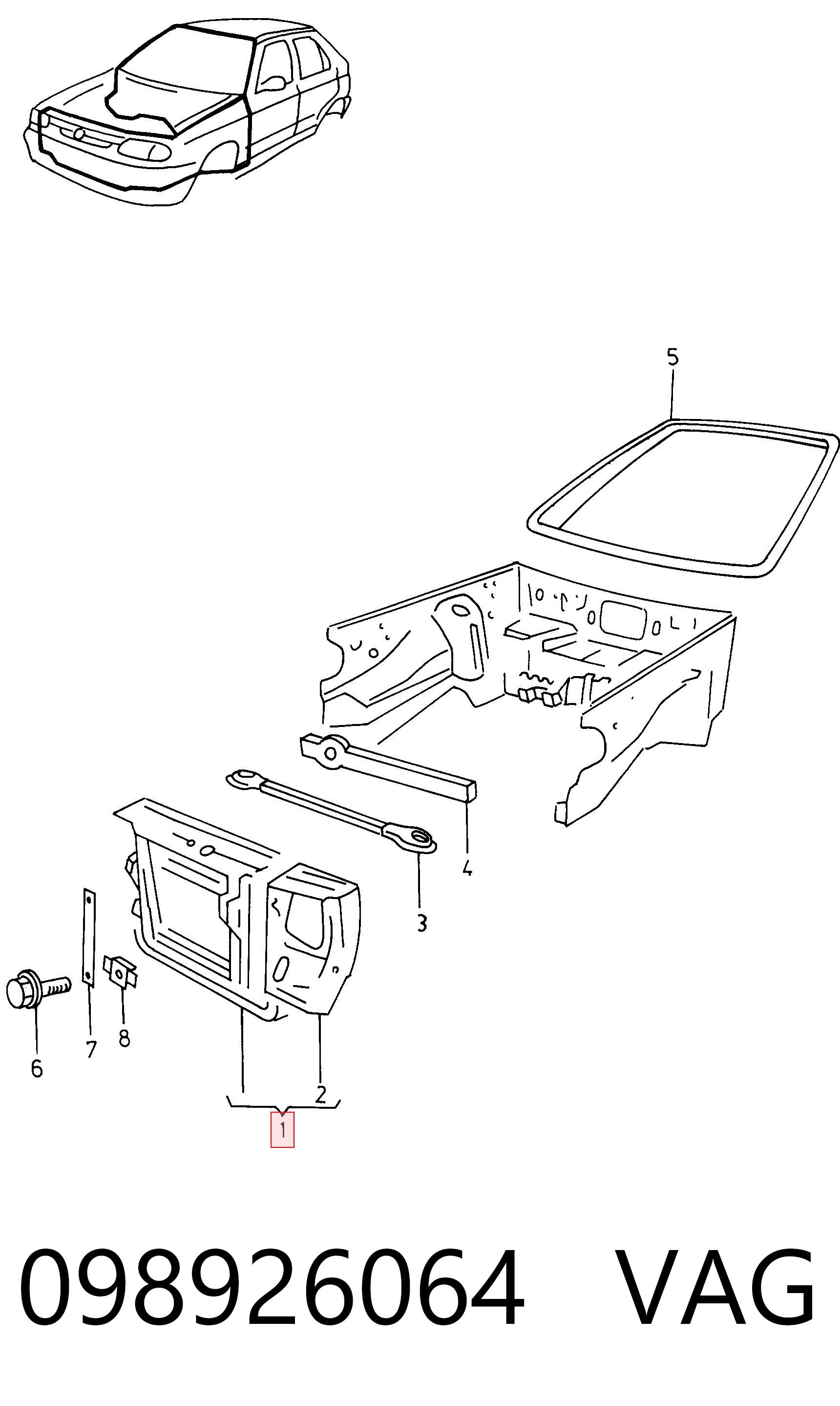 Comprar Panel de soporte del radiador y montaje de faros Skoda Felicia I 791, 6U1 a bajo precio