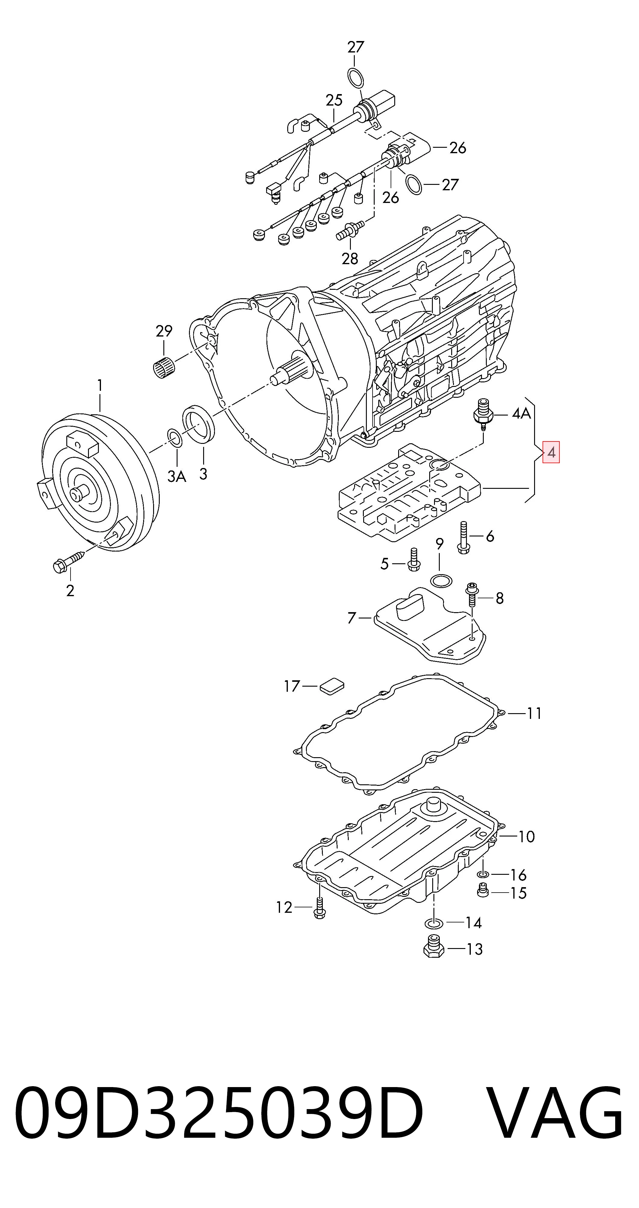 Cuerpo de válvulas de la transmisión automática 09D325039D VAG