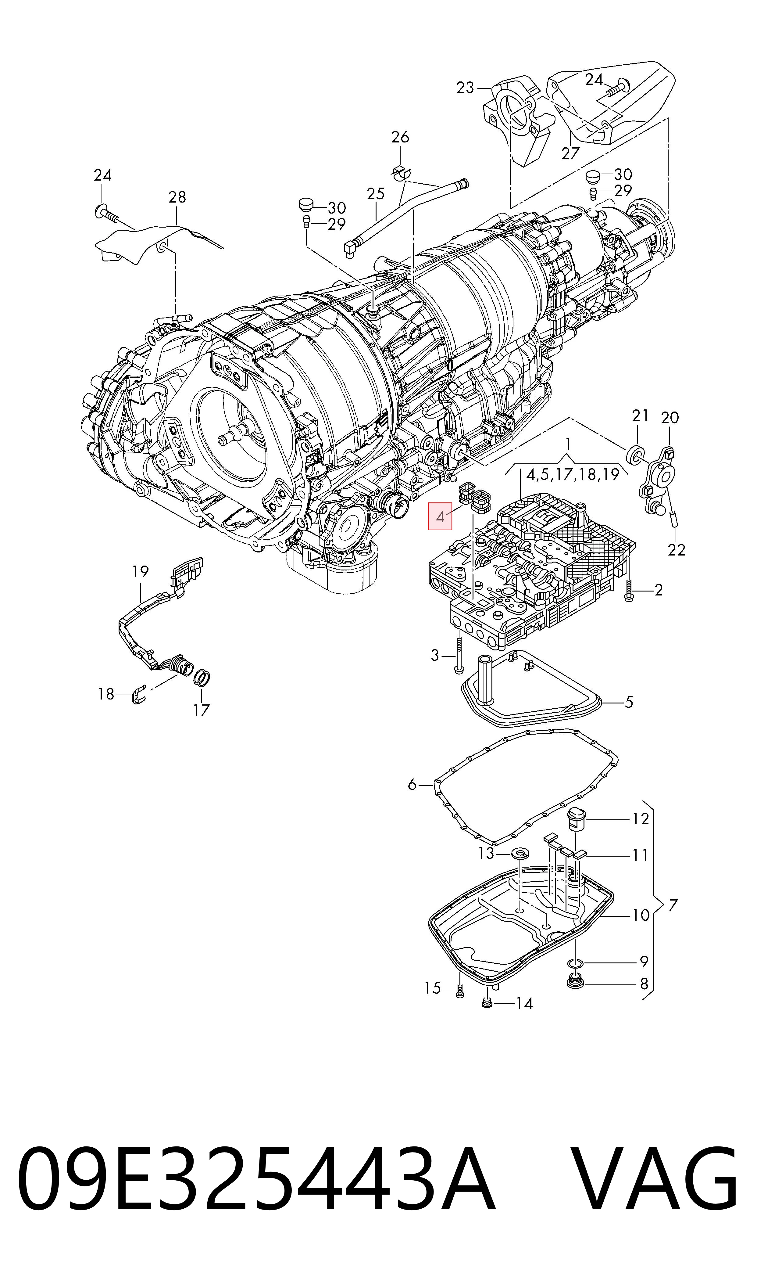 09E325443A VAG Junta de cuerpo de válvulas de transmisión automática