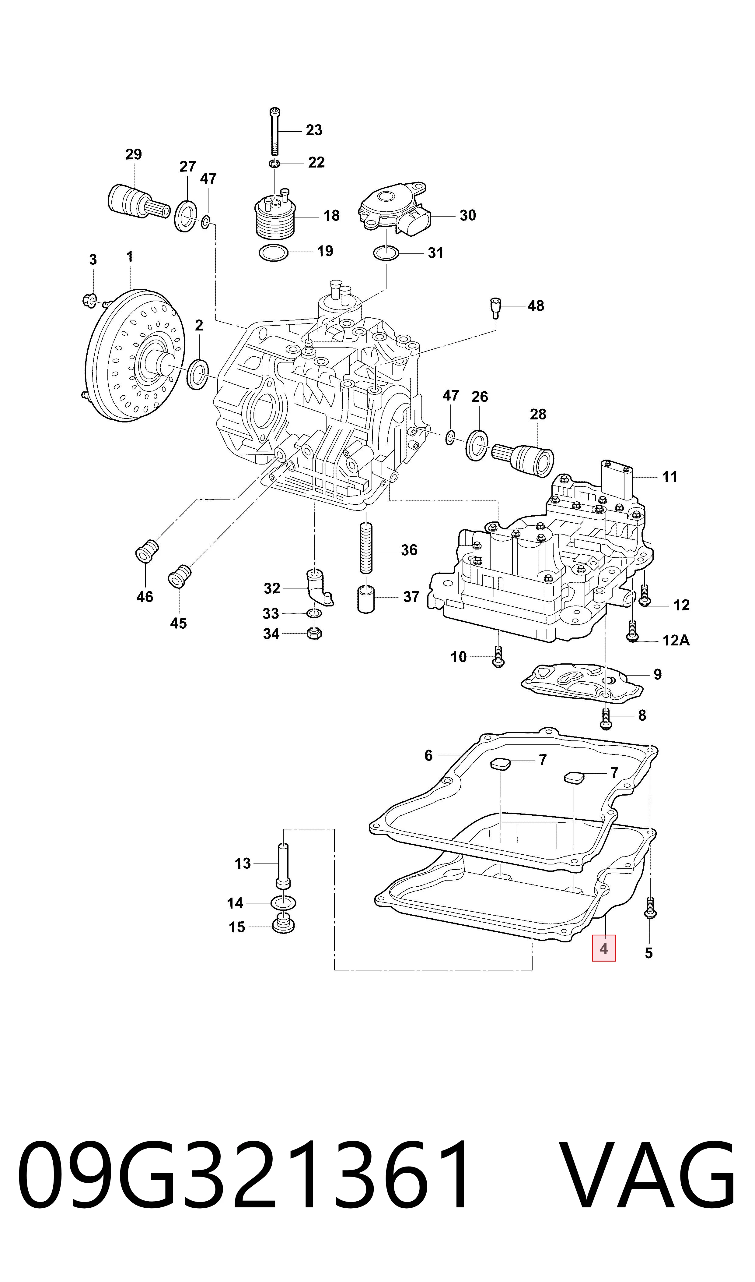 09G321361 VAG Carter caja de cambios automatica