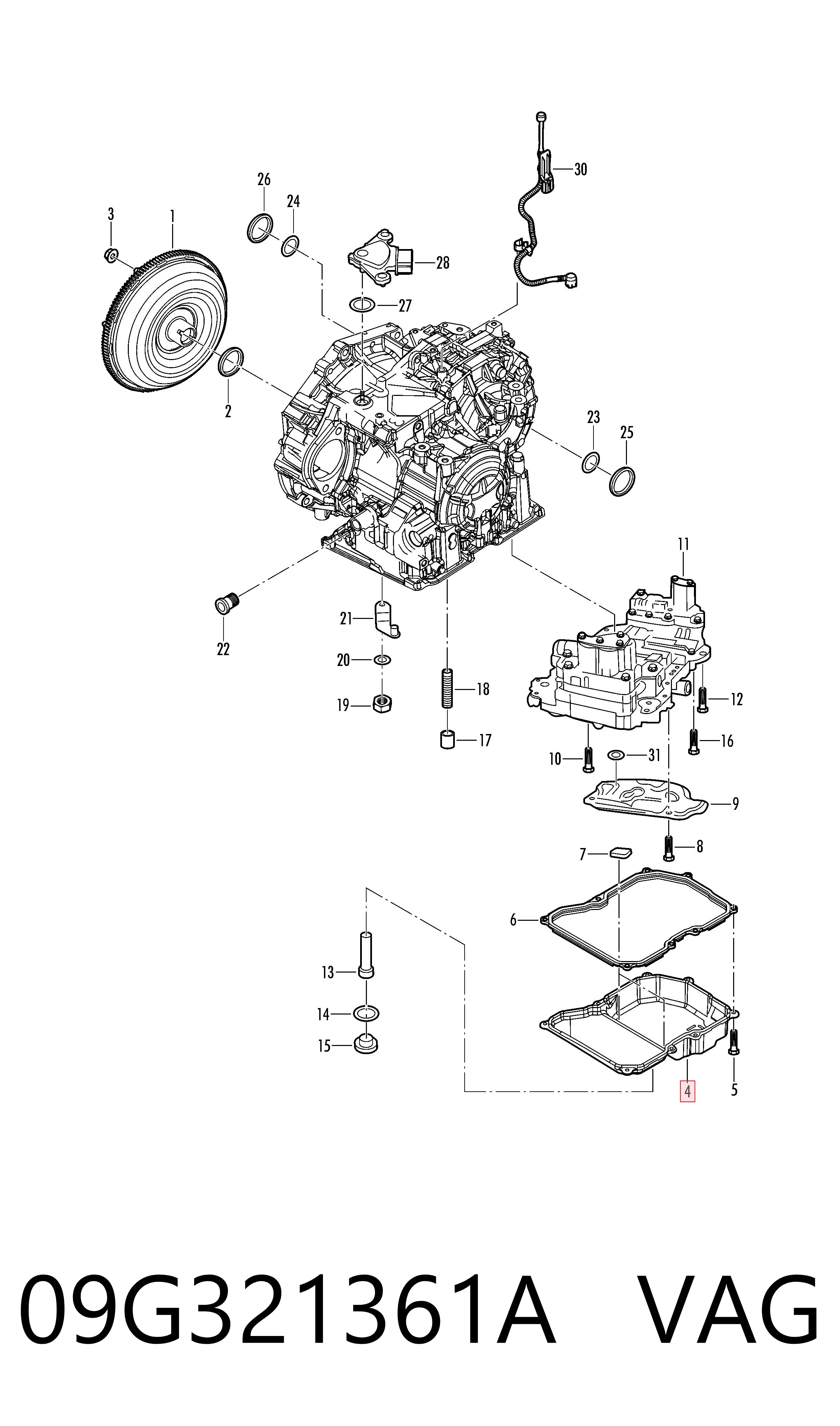 09G321361A VAG Carter caja de cambios automatica