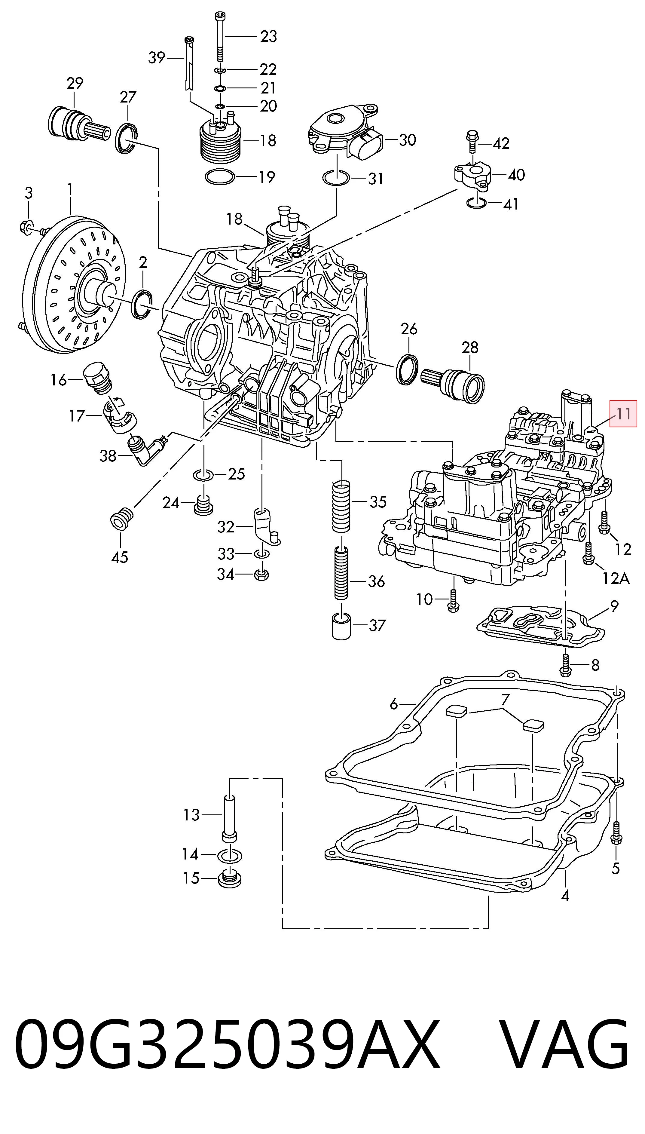 09G325039AX VAG Cuerpo de válvulas de la transmisión automática