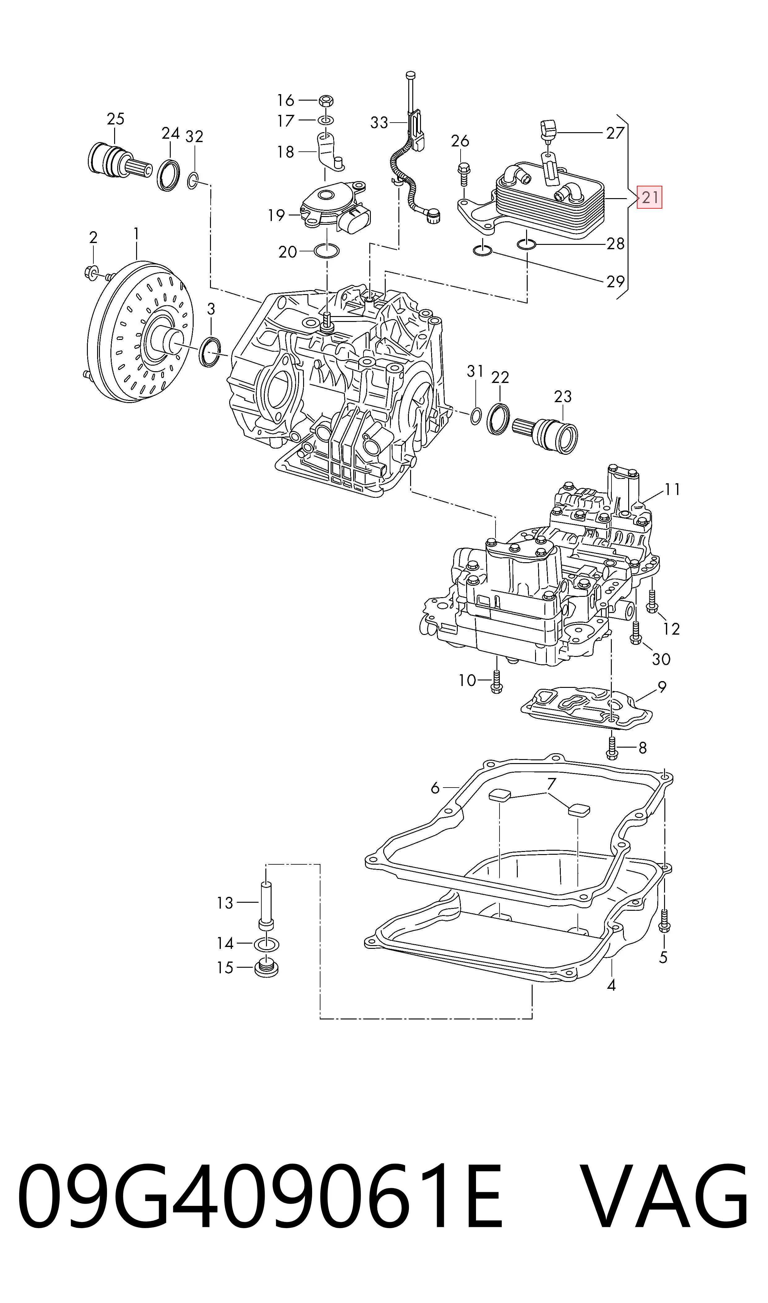 09G409061E VAG Radiador de refrigeración de la transmisión