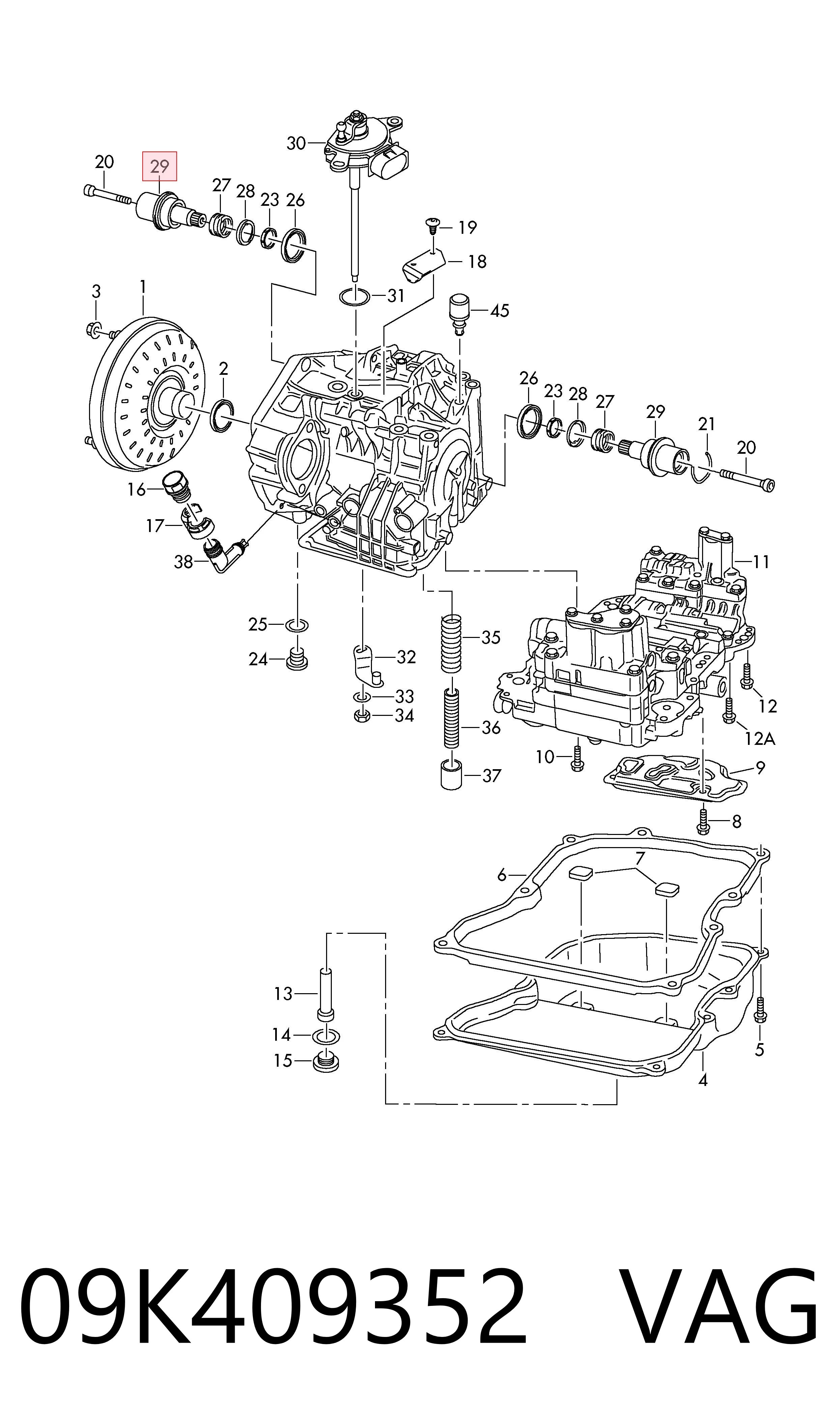 09K409352 VAG Árbol de transmisión intermedio