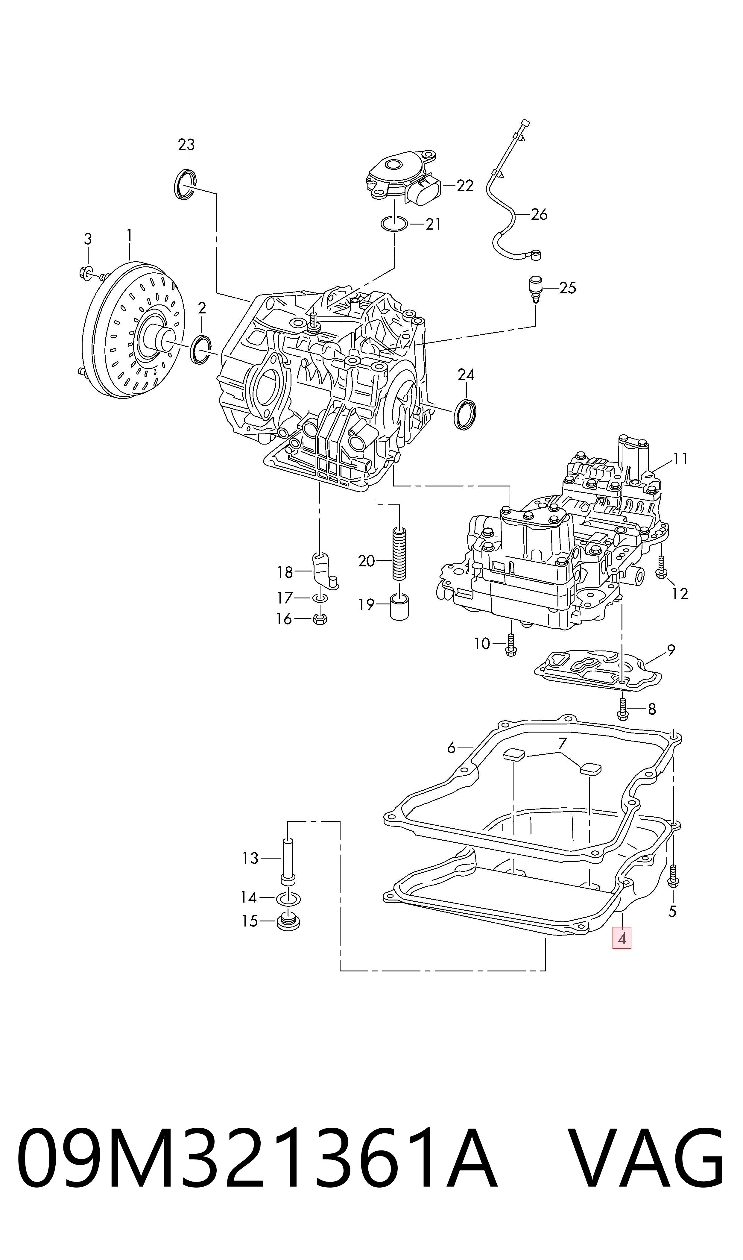 09M321361A VAG Carter caja de cambios automatica