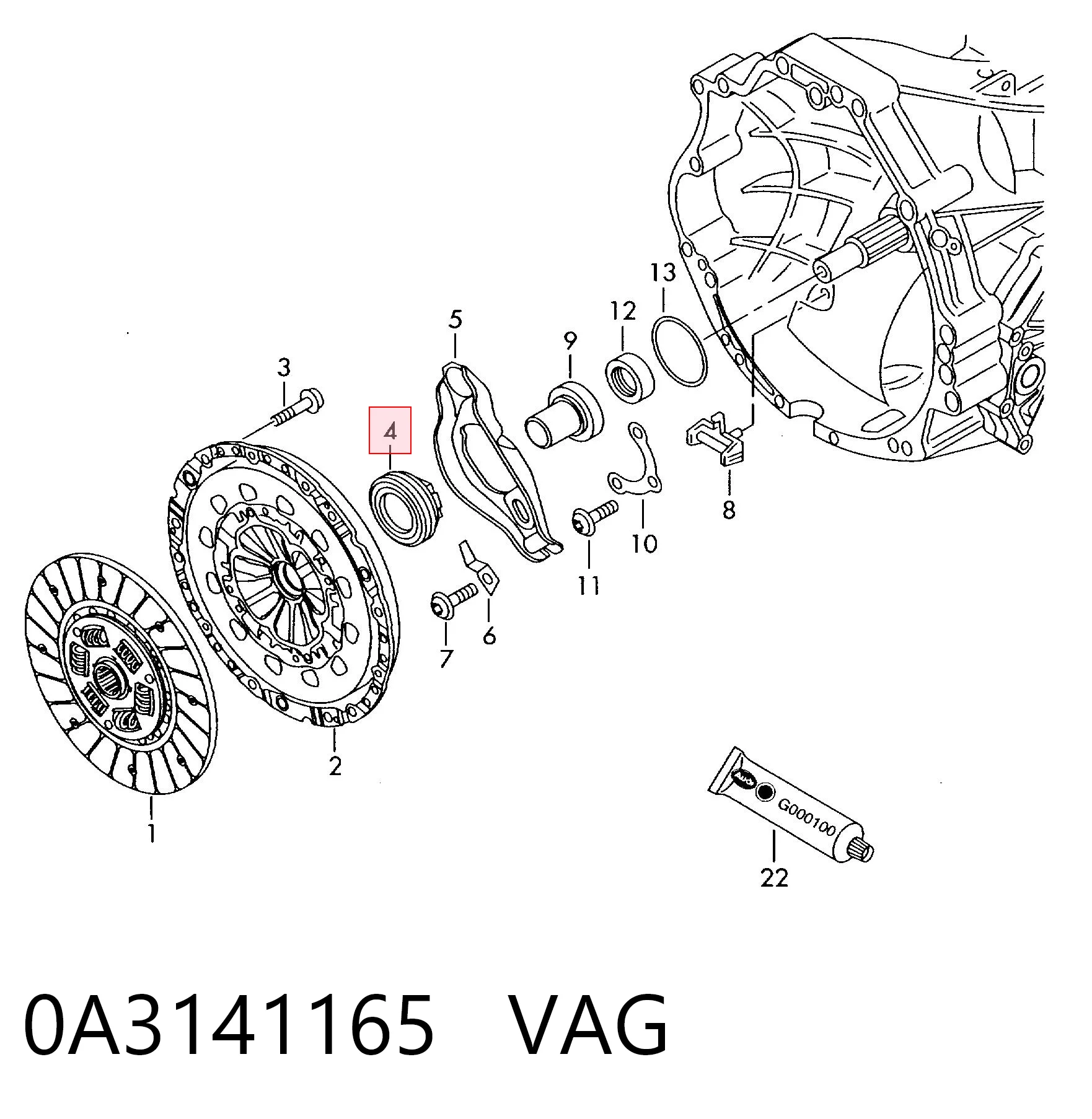 Collarin de embrague para Audi A4  (8D2)
