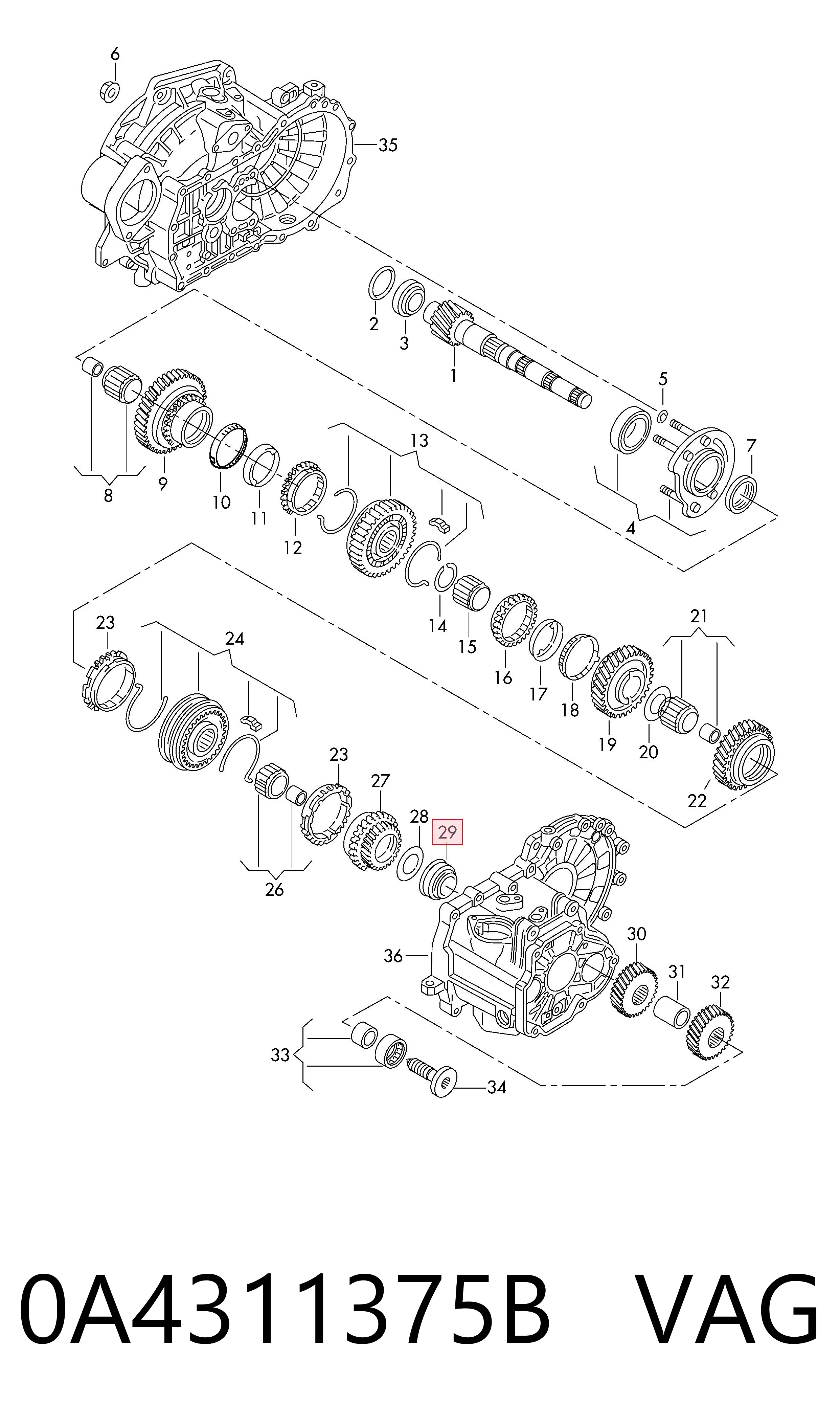 Comprar 0A4311375B VAG Cojinete, caja de cambios
