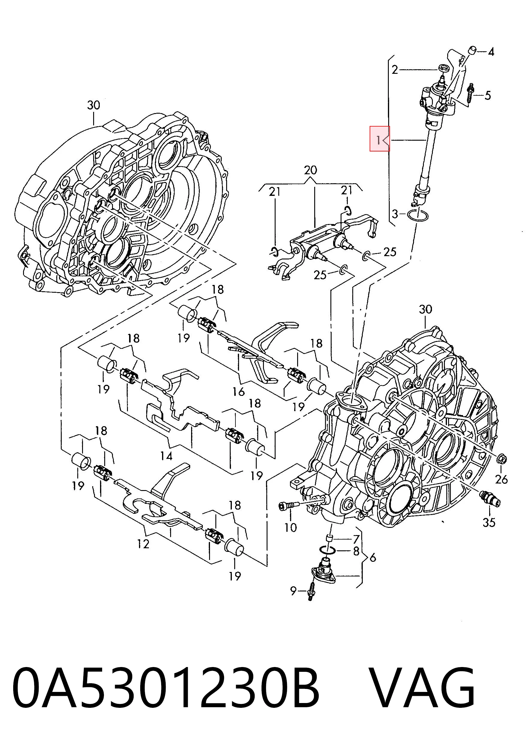Actuador de selección de marchas 0A5301230B VAG