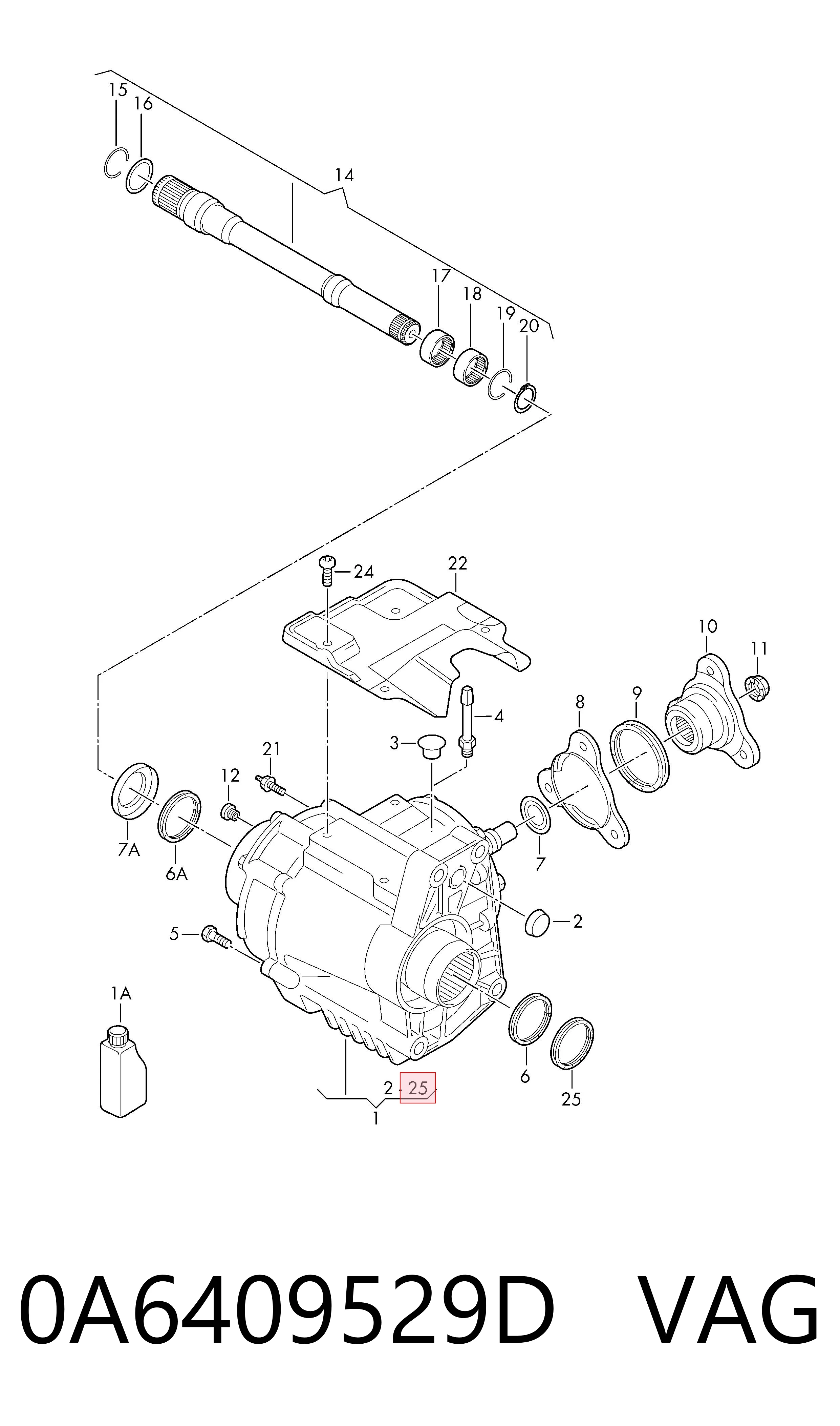 0A6409529D VAG Retén del diferencial del eje delantero