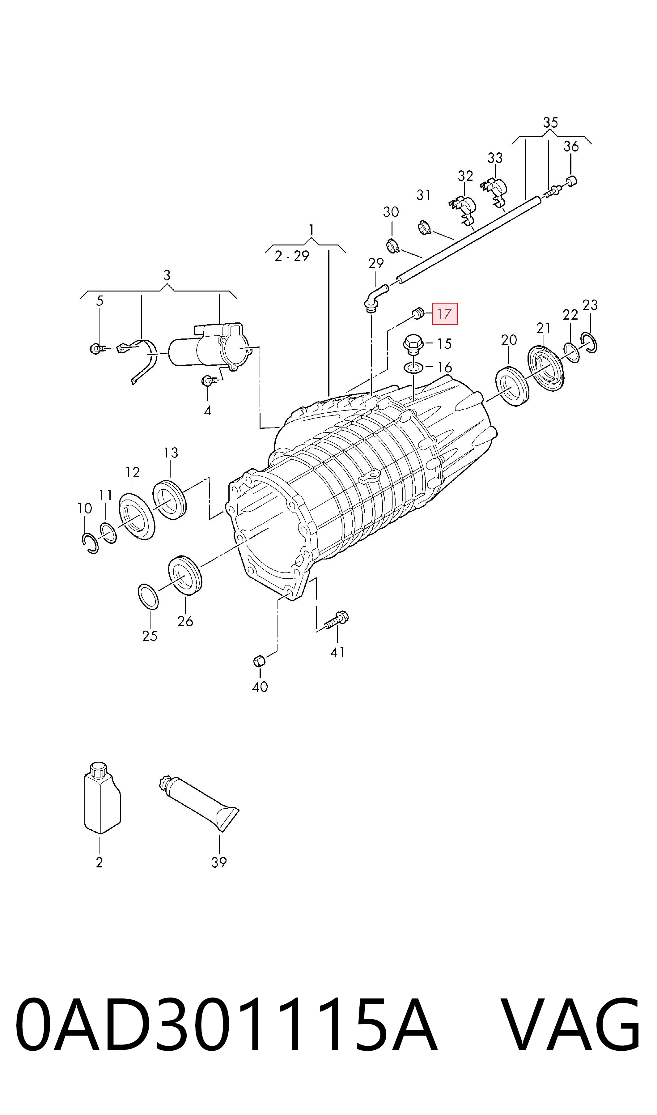 0AD301115A VAG Tapón de drenaje de la caja de transferencia
