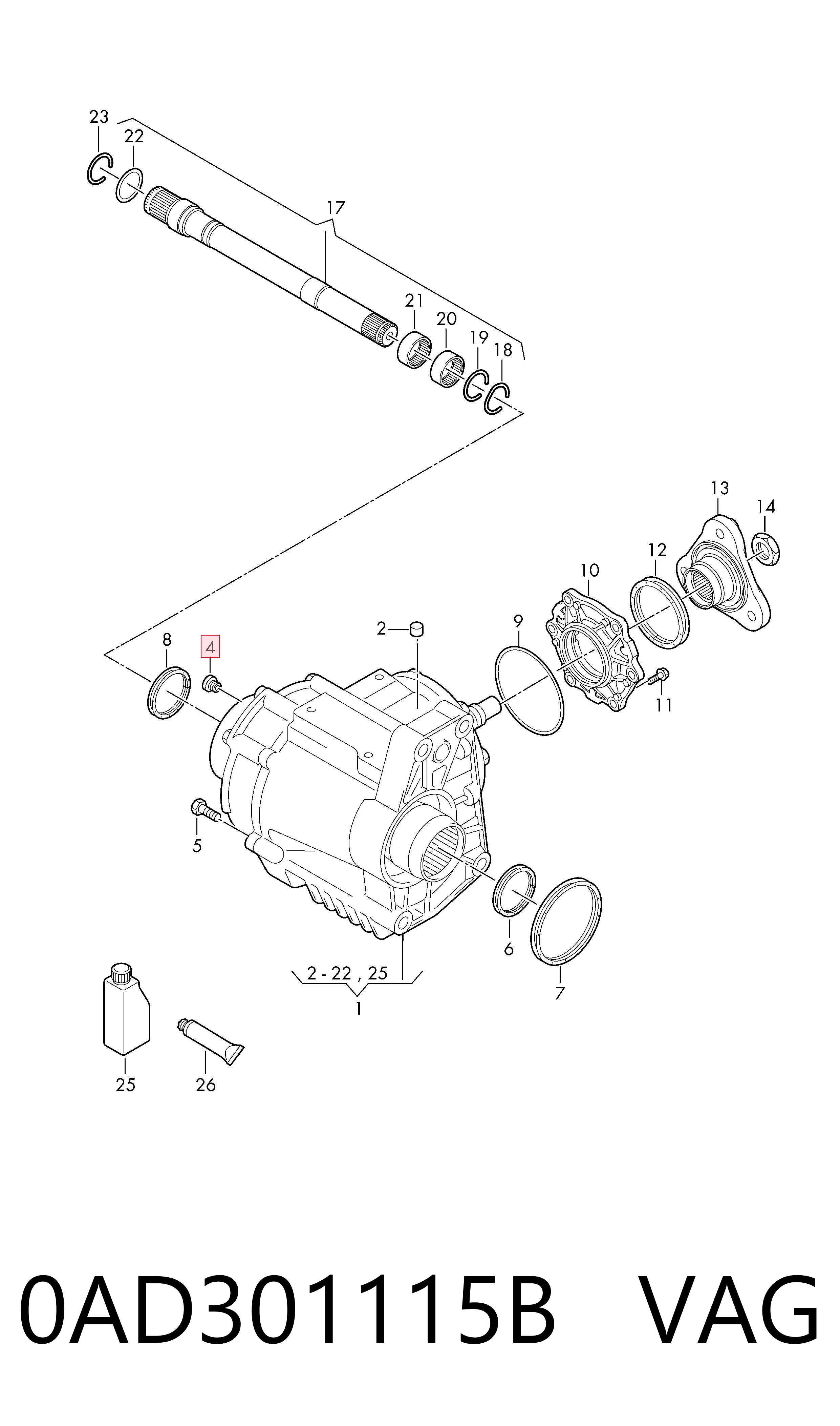 0AD301115B VAG Tapón de drenaje de la caja de transferencia