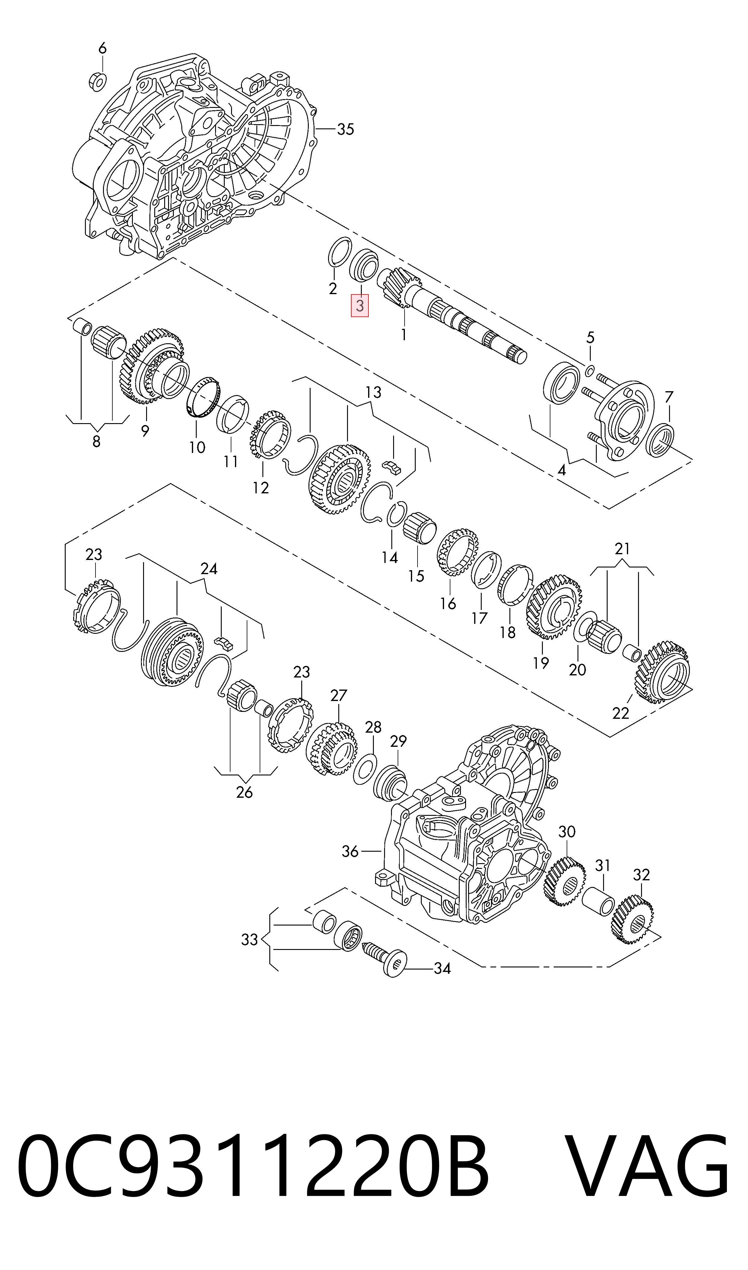 Comprar 0C9311220B VAG Cojinete, caja de cambios
