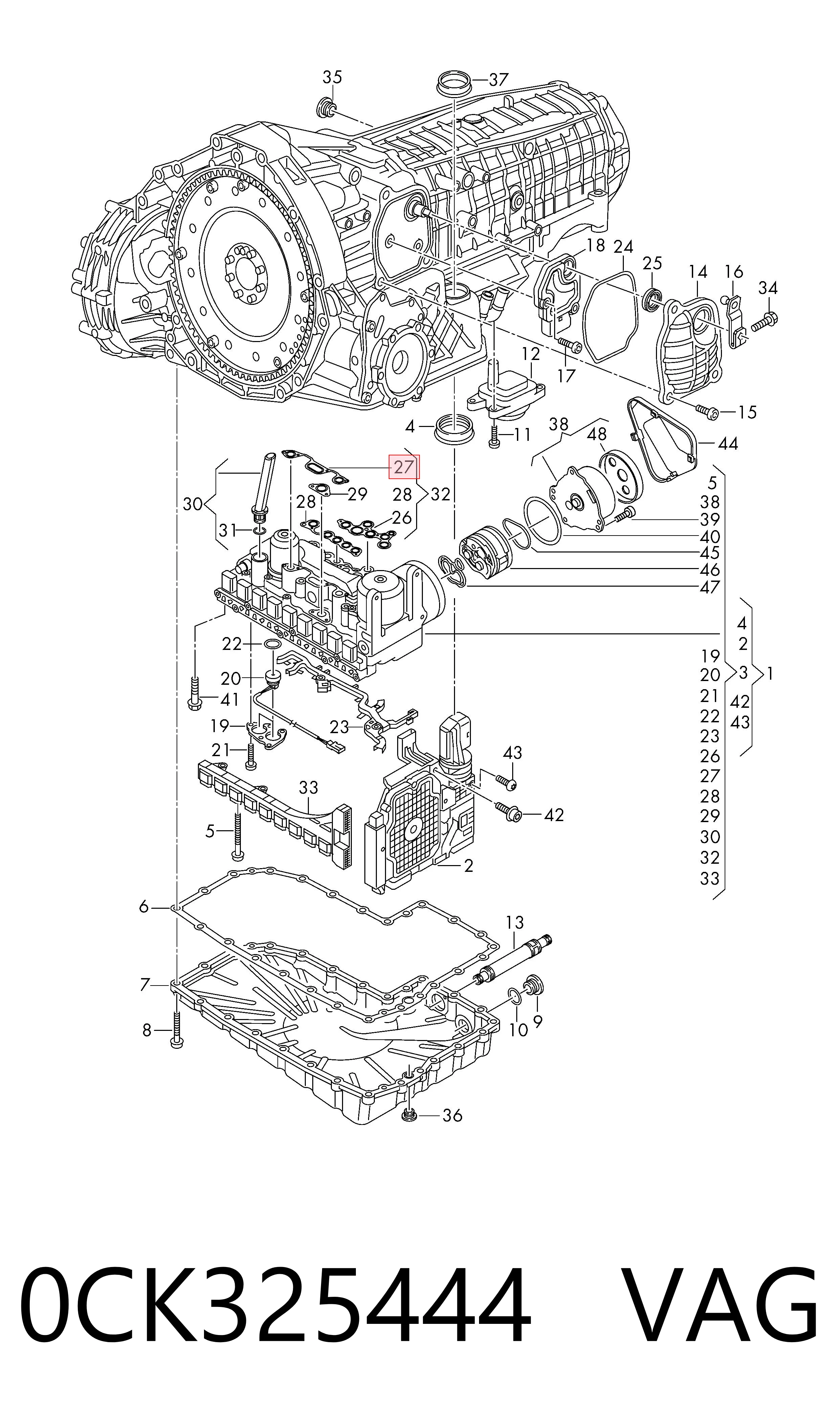 0CK325444 VAG Junta de cuerpo de válvulas de transmisión automática