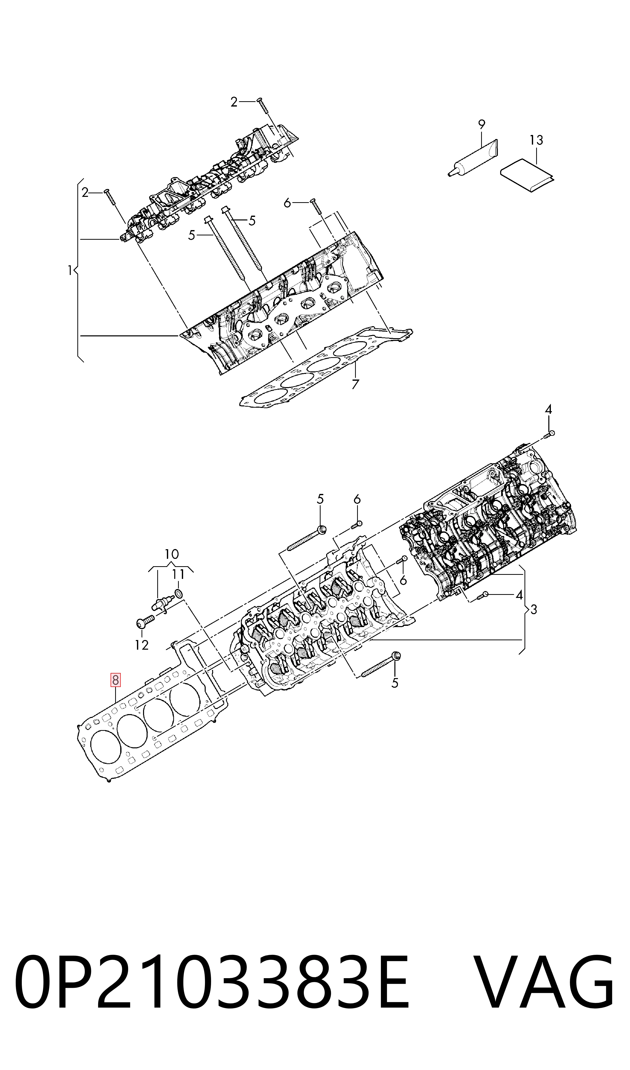 Empaquetadura de culata para Porsche Cayenne  9YA