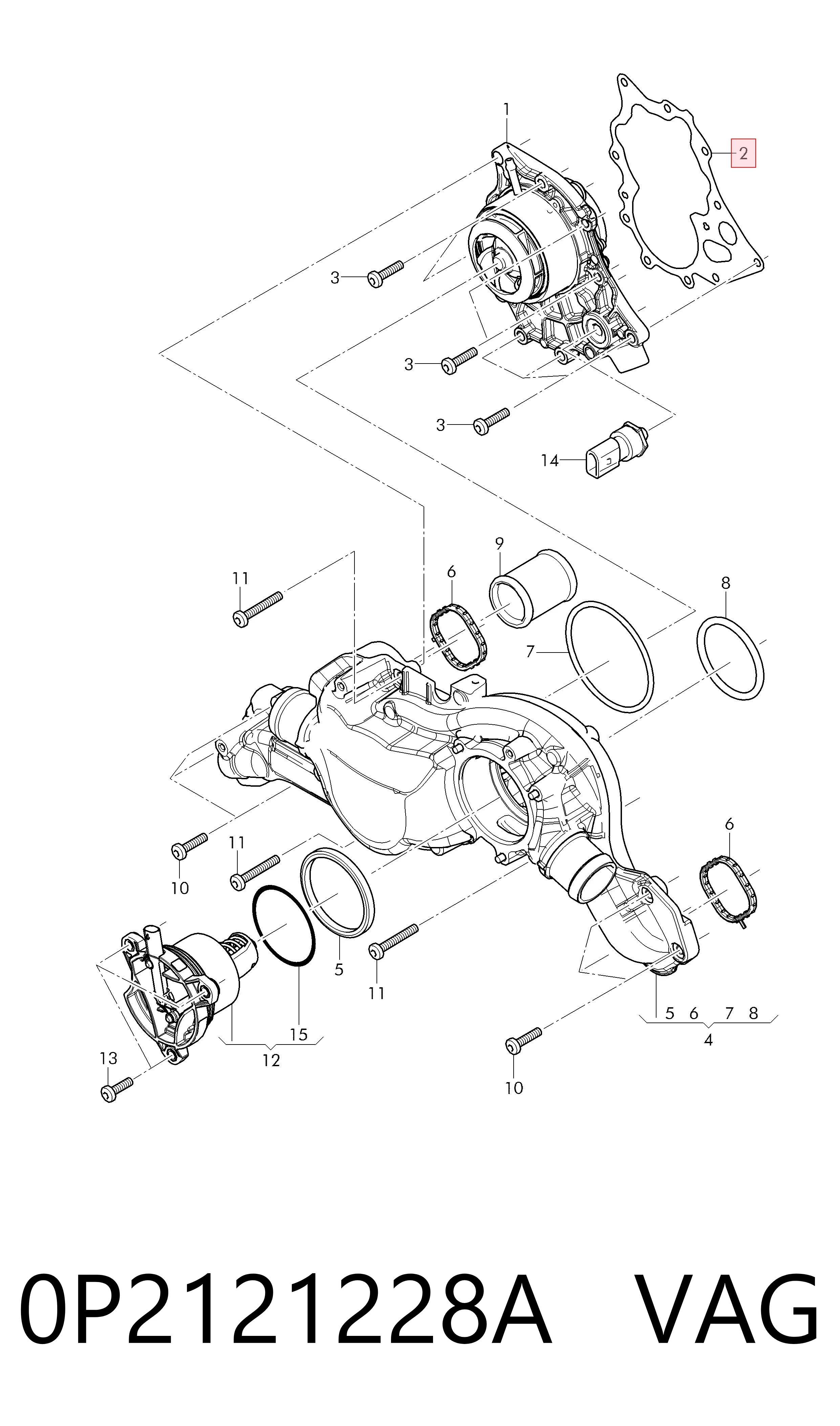 Junta de bomba de agua para Audi Q7 4MB, 4MG, 4MQ