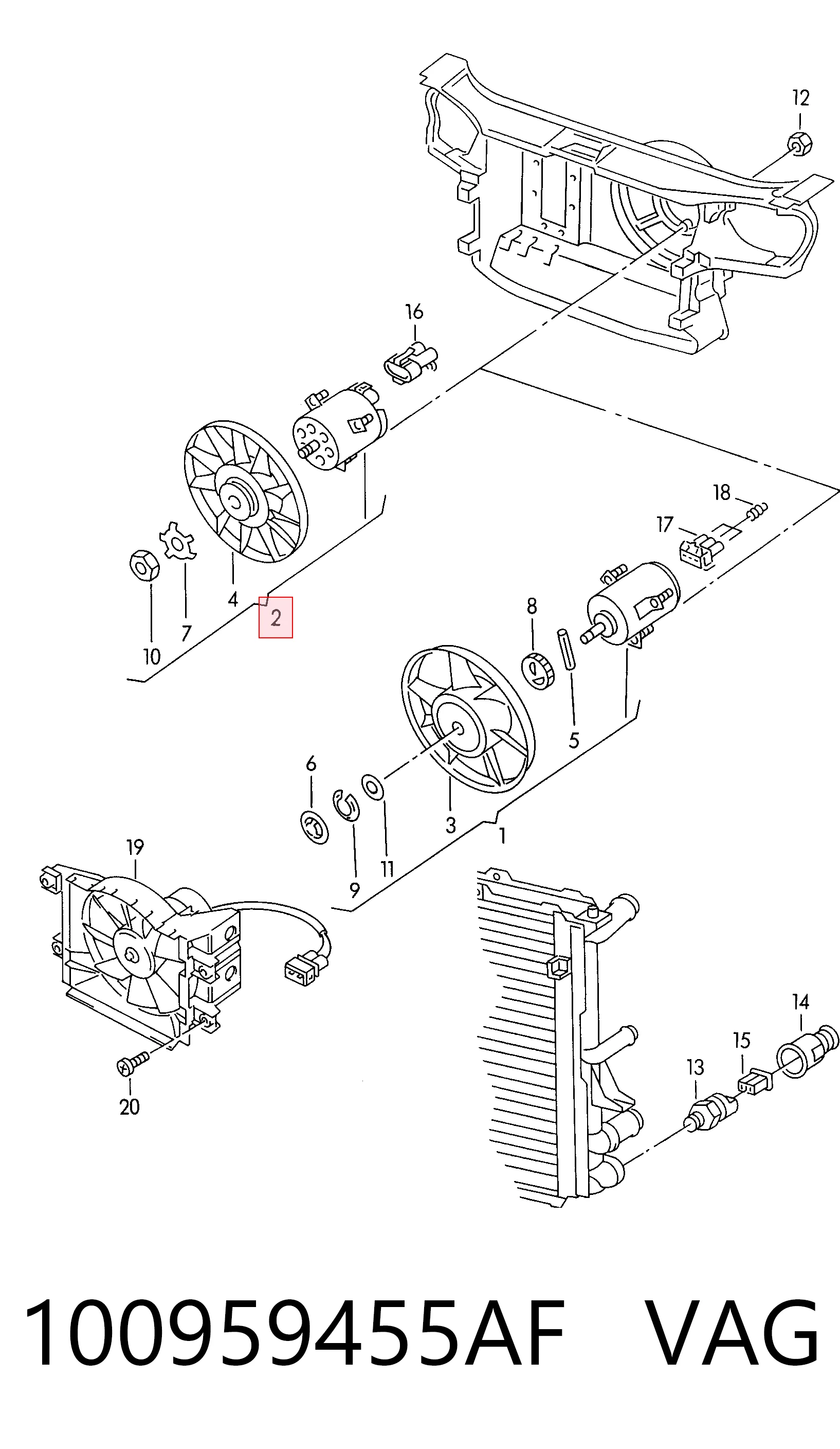 Motor del ventilador de refrigeración 100959455AF VAG