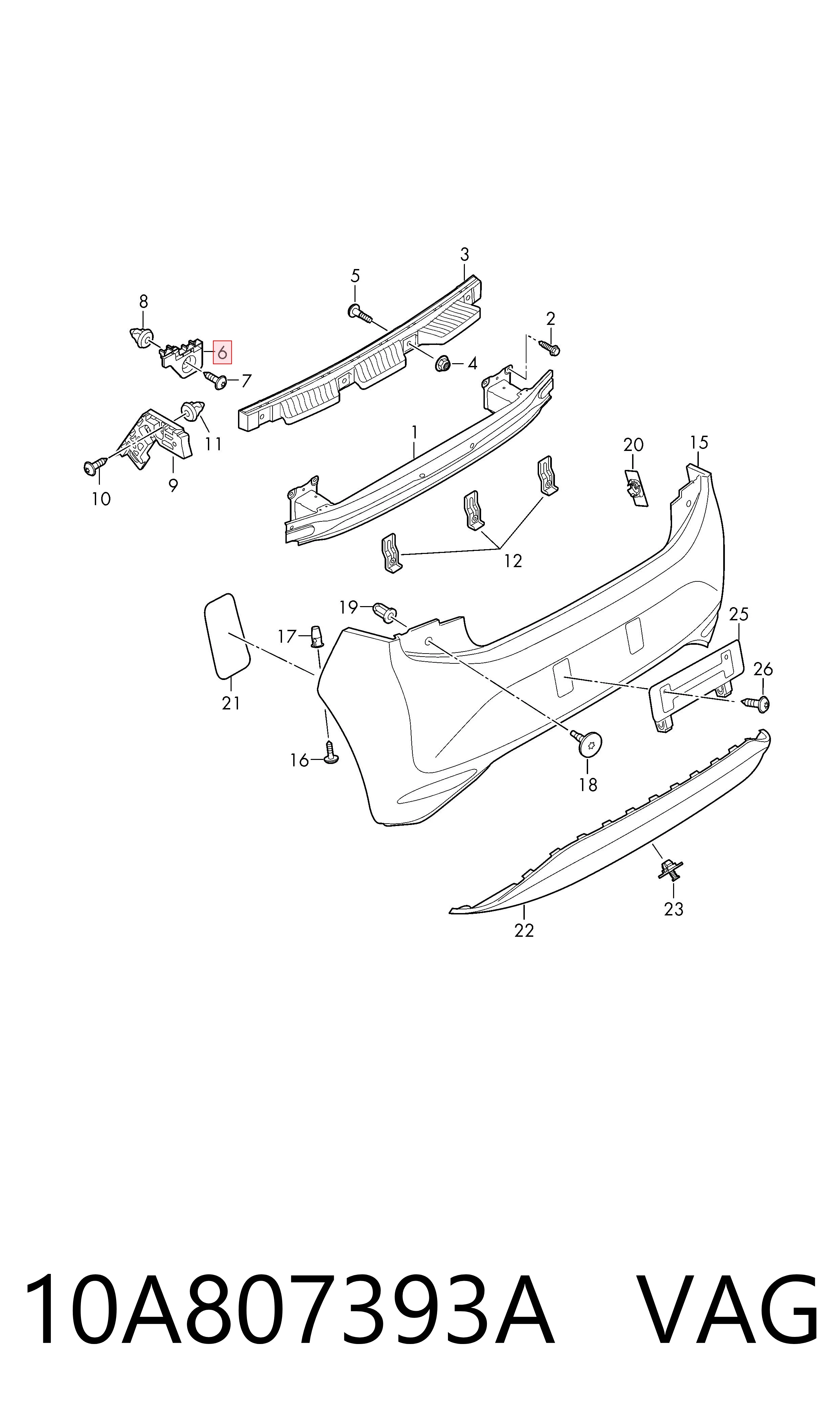 10A807393A VAG Soporte de parachoques delantero izquierdo