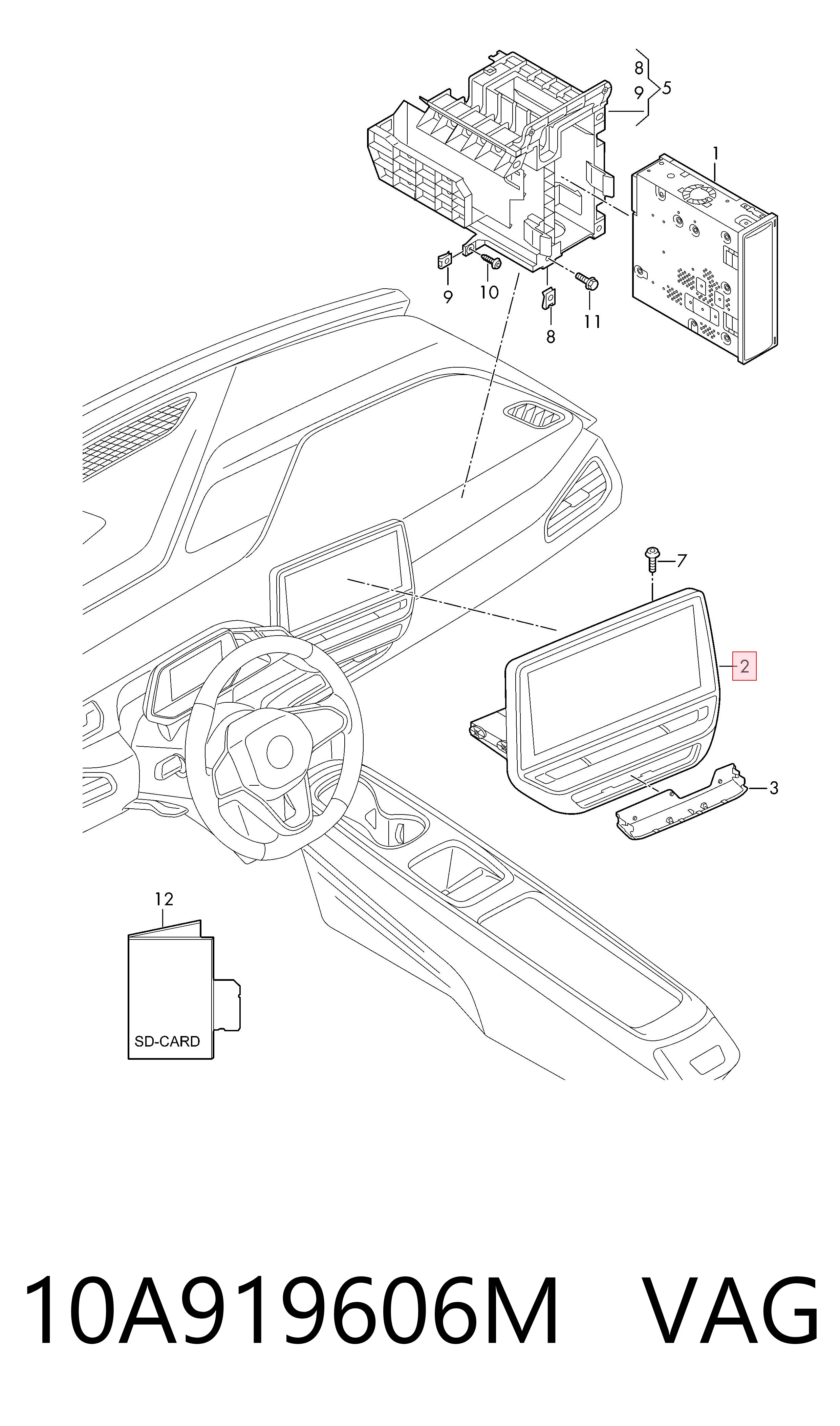 10A919606M VAG Pantalla multifuncion