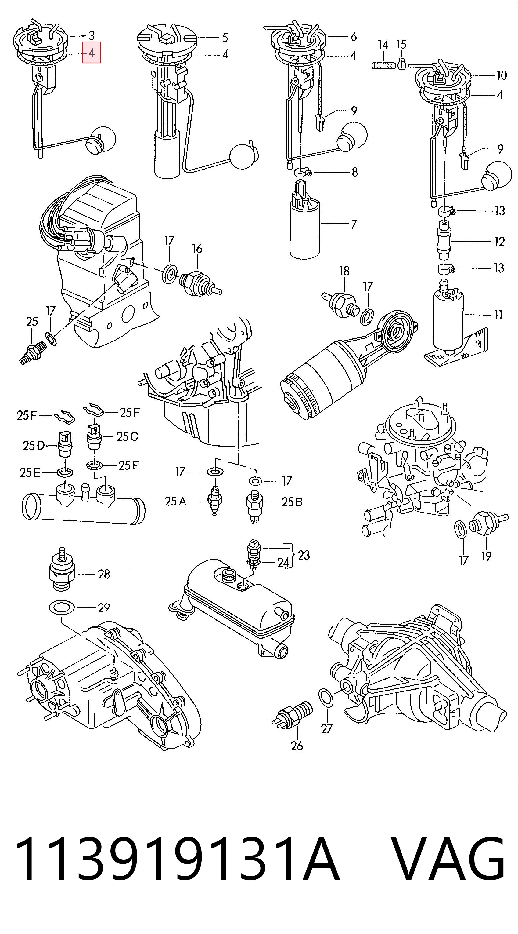 113919131A VAG Junta del sensor de nivel de combustible/bomba de combustible (depósito de combustible)