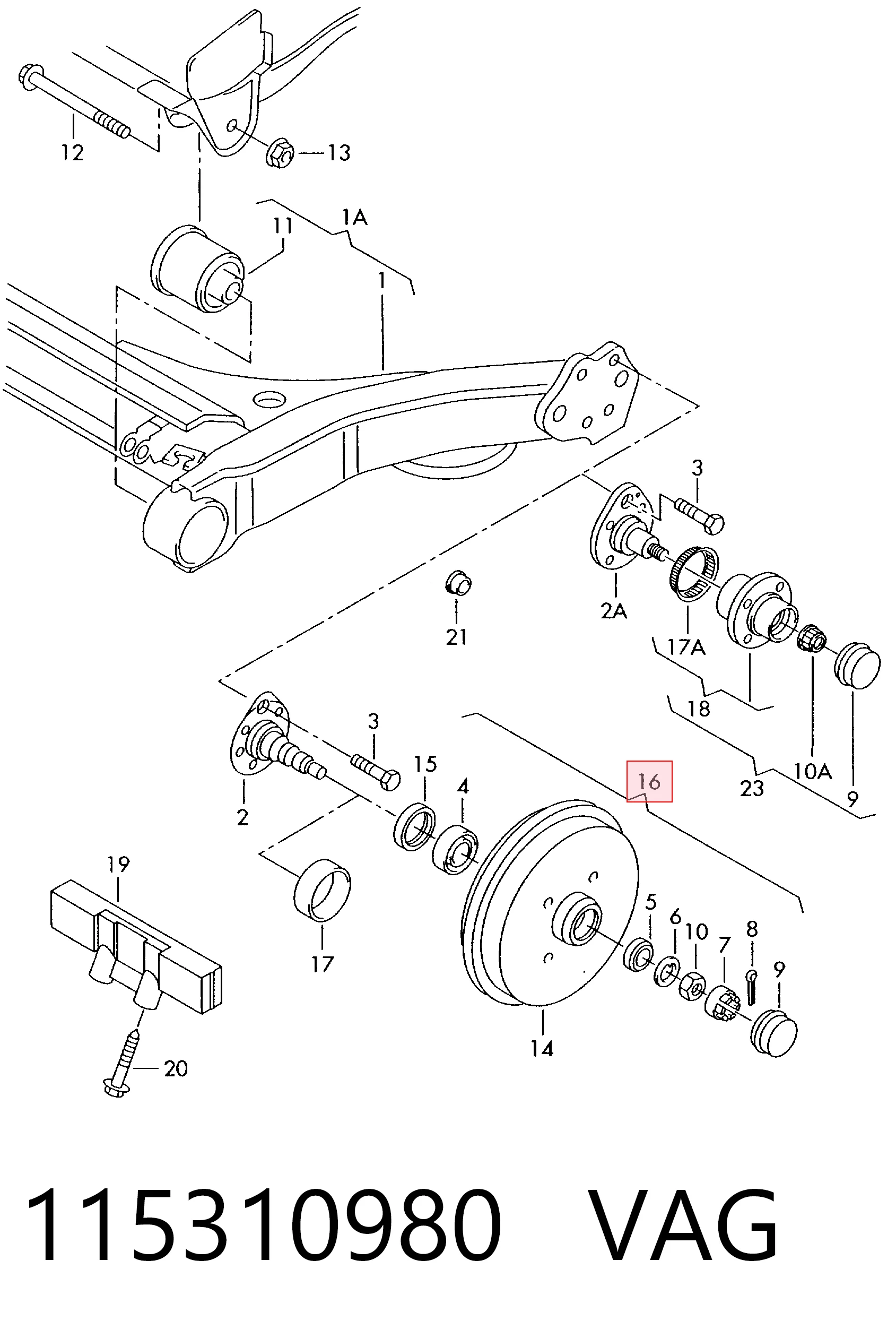Cojinete de cubo para Volkswagen Passat (32B)