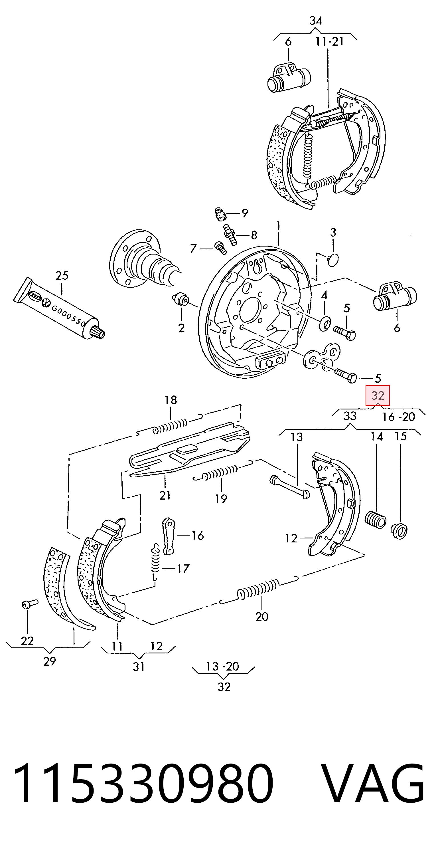 Comprar Kit de montaje de zapatas de freno traseras Audi 80  89, 89Q, 8A a bajo precio