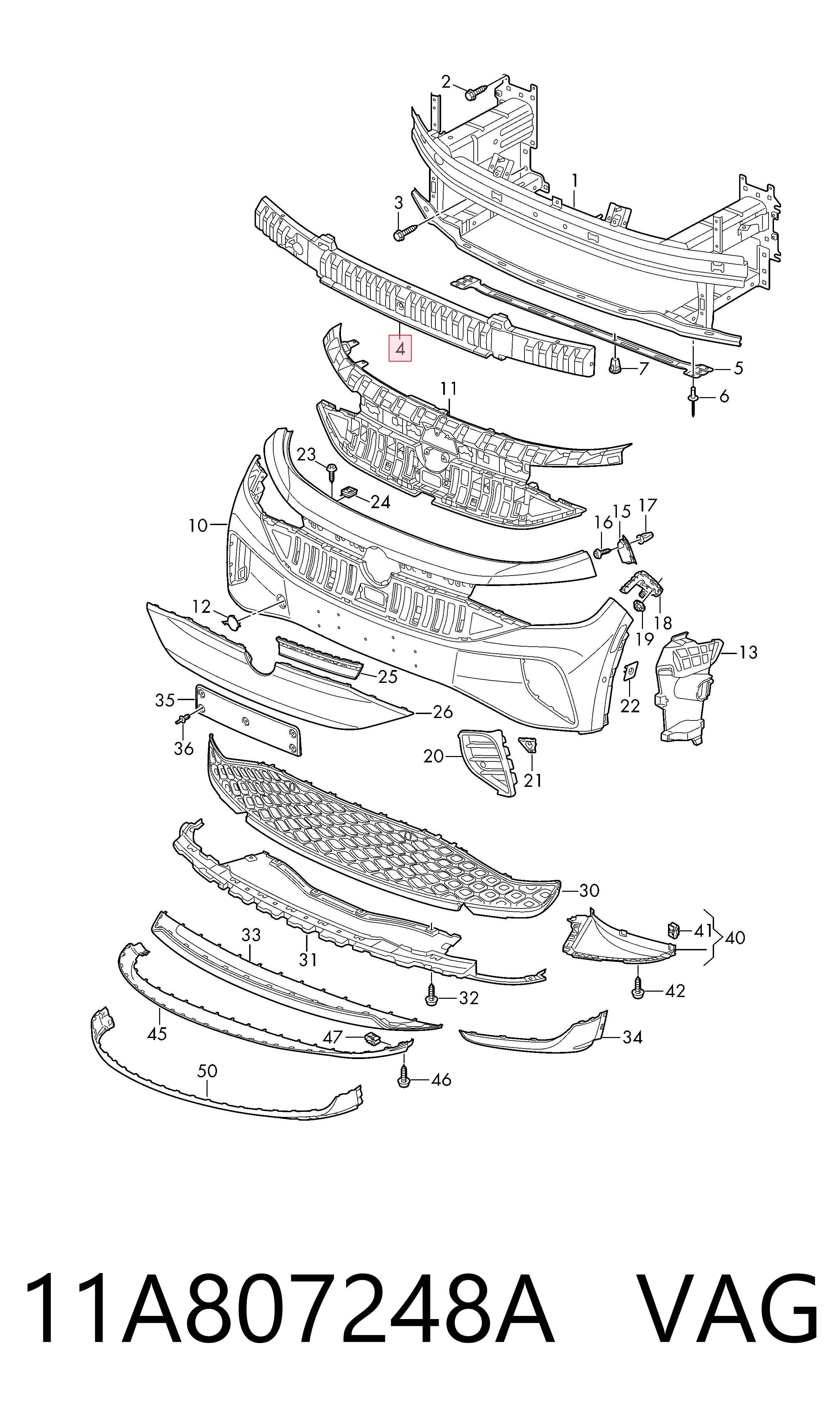 11A807248A VAG Absorbedor del parachoques delantero
