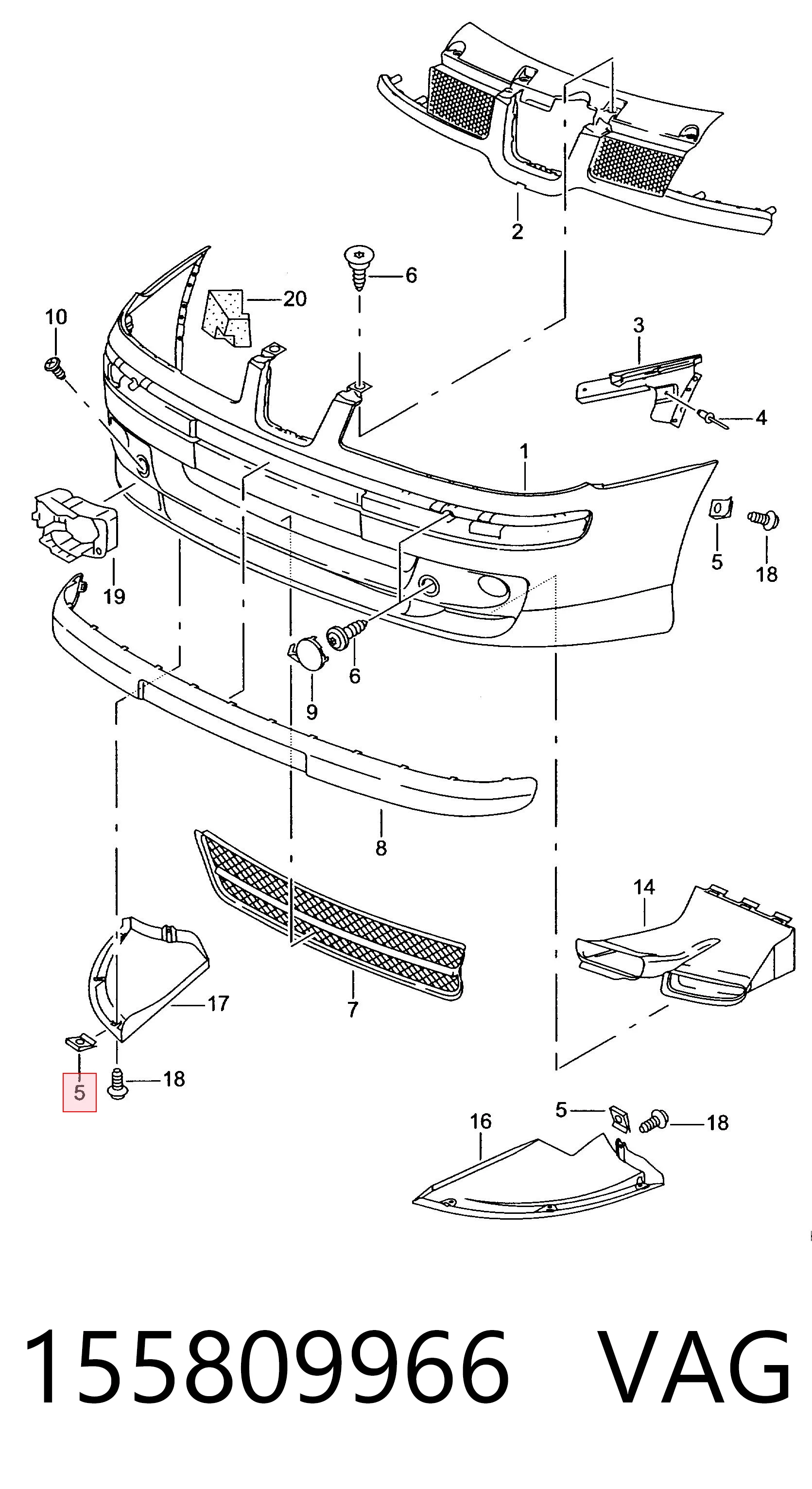155809966 VAG Clips de fijación para panel de puerta