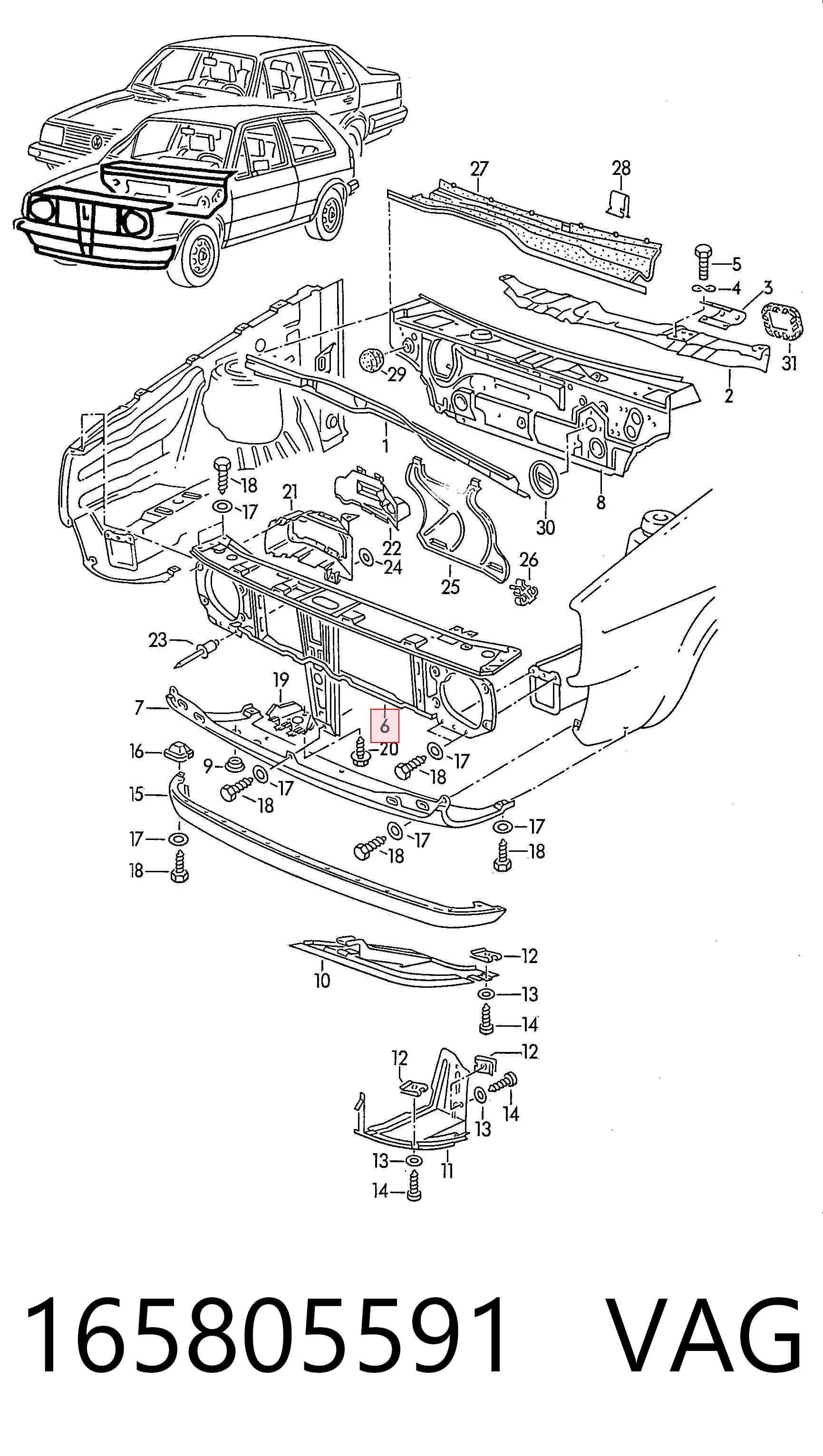Comprar Panel de soporte del radiador y montaje de faros Volkswagen Jetta II 19E, 1G2, 165, 167 a bajo precio