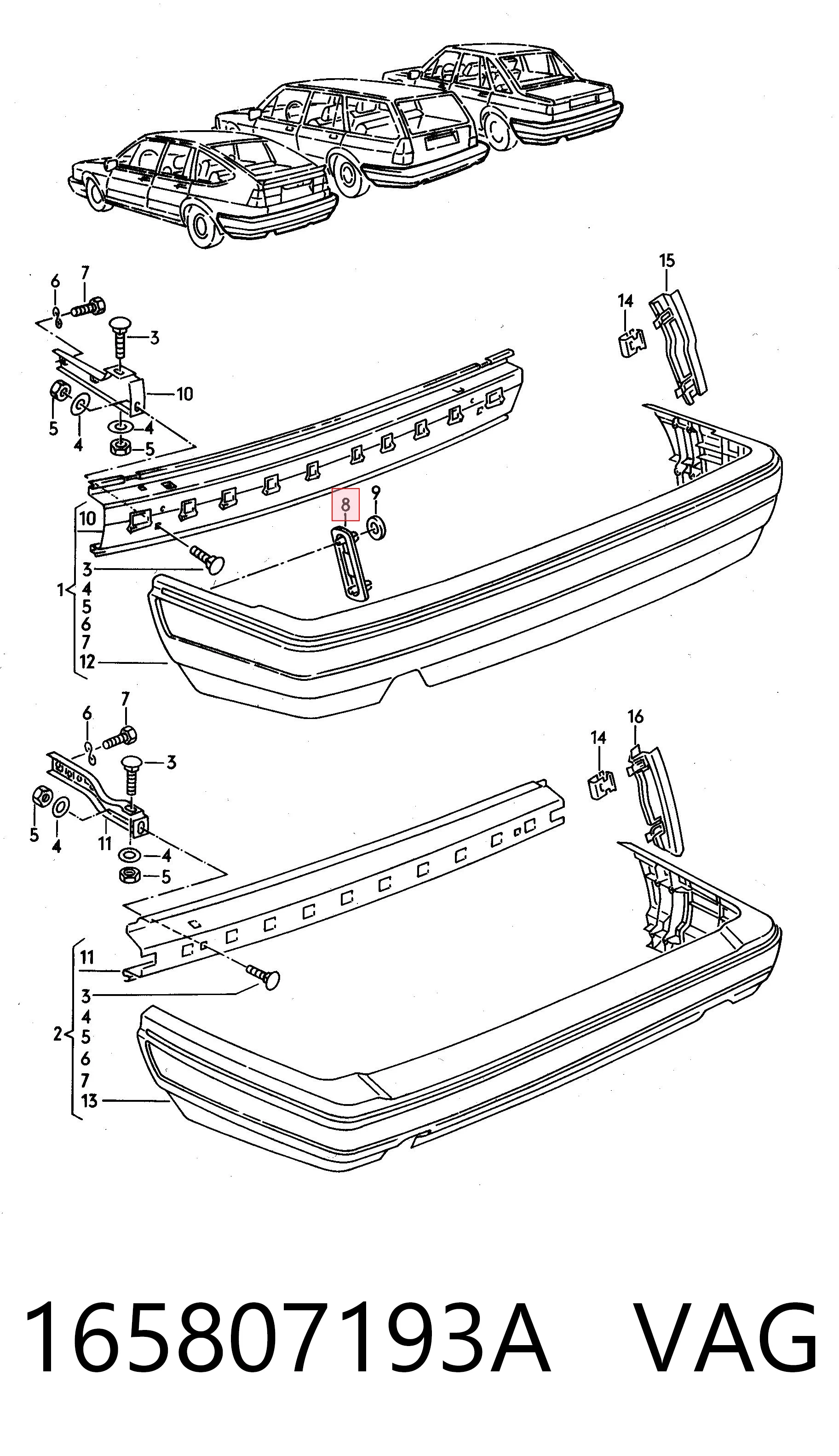 Soporte exterior de parachoques trasero KH9522930 Starline