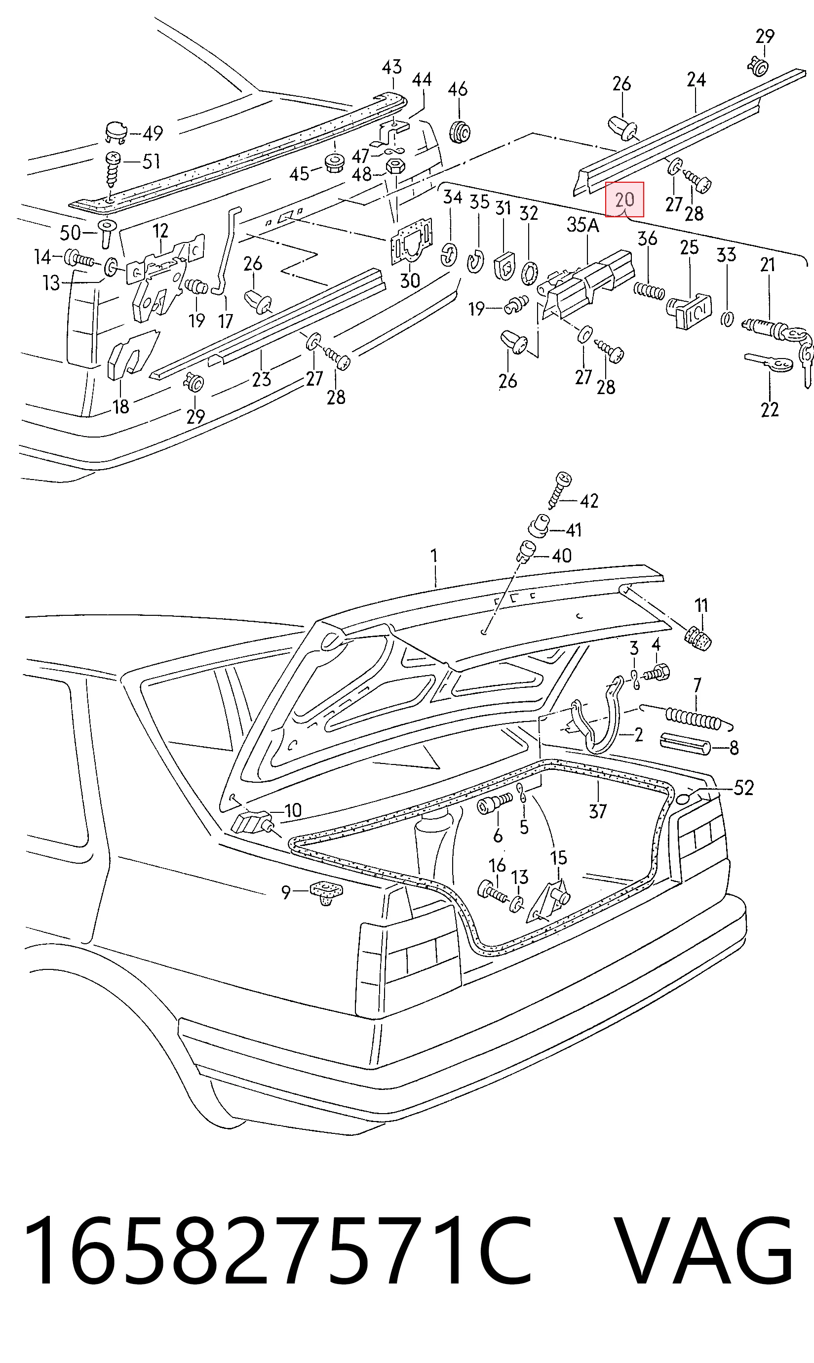 Comprar Cerradura de tapa de maletero Volkswagen Jetta II 19E, 1G2, 165, 167 a bajo precio