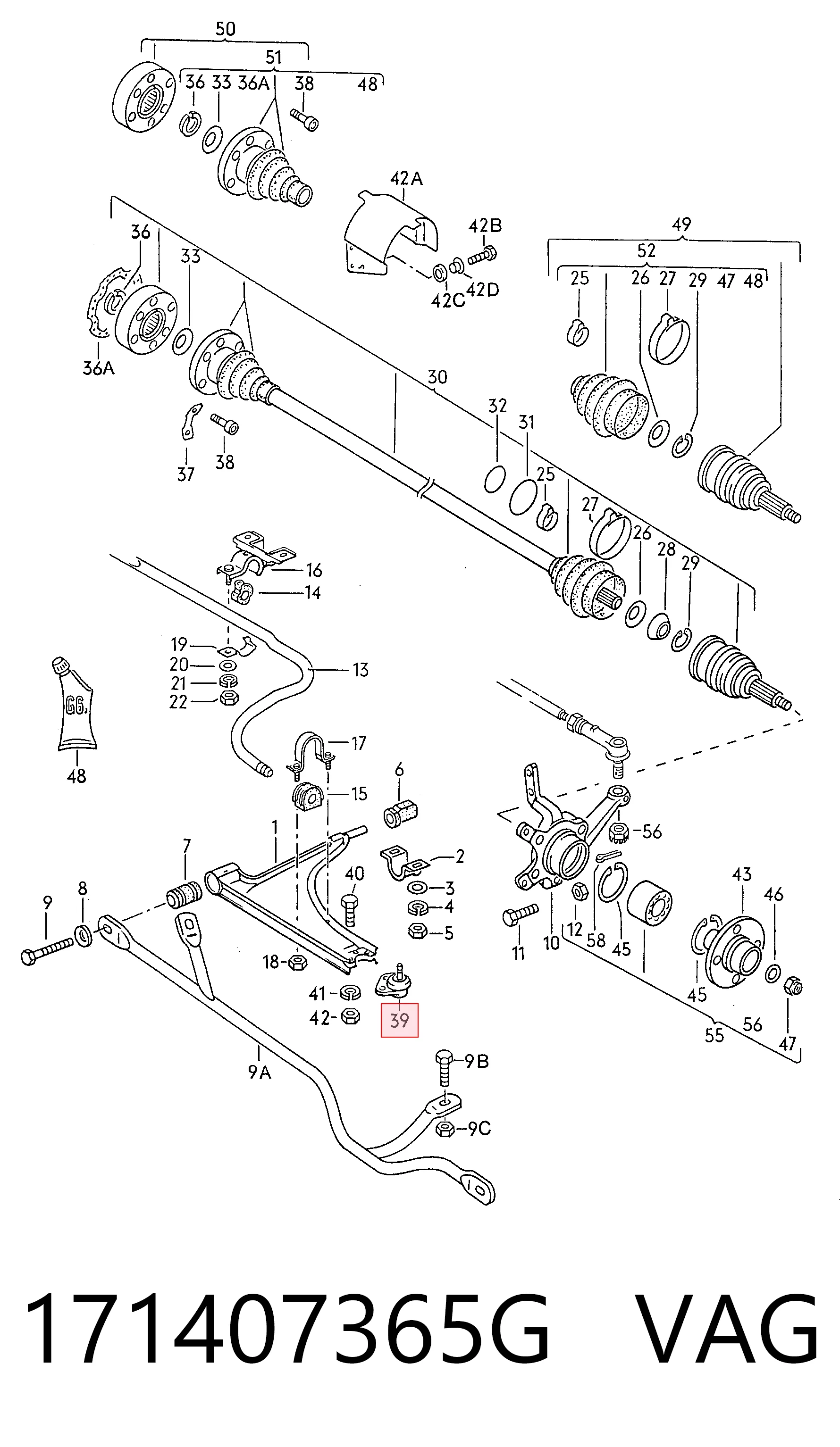 171407365G VAG Rótula inferior de suspensión