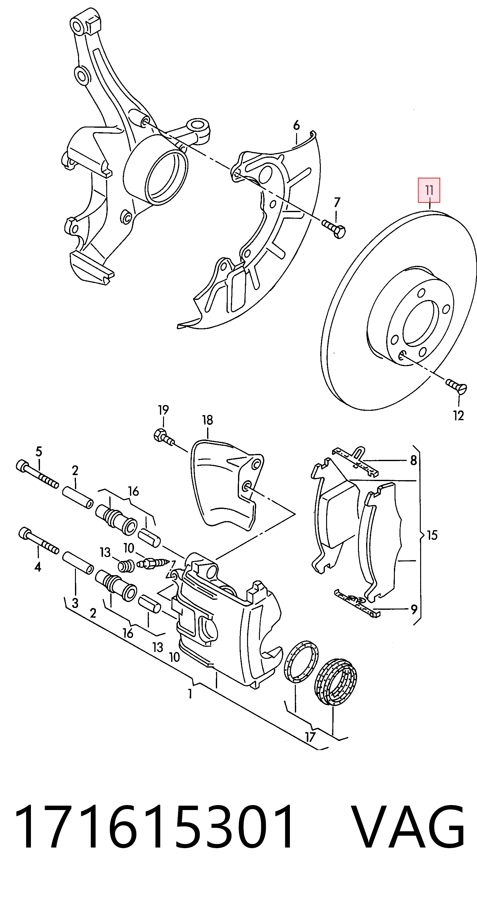 Disco de freno delantero para Volkswagen Caddy I (14)