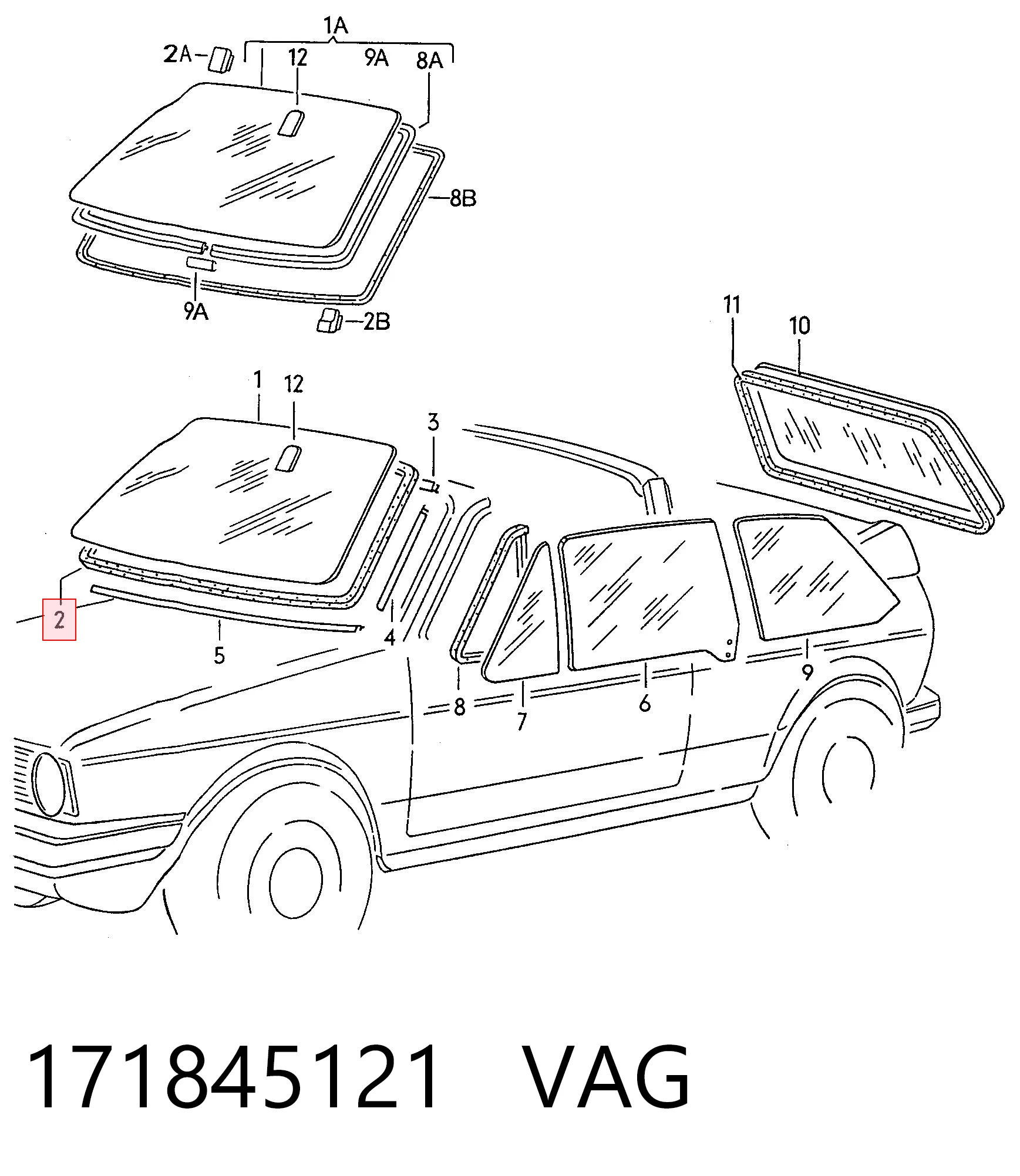 Junta de parabrisas para Volkswagen Golf 155