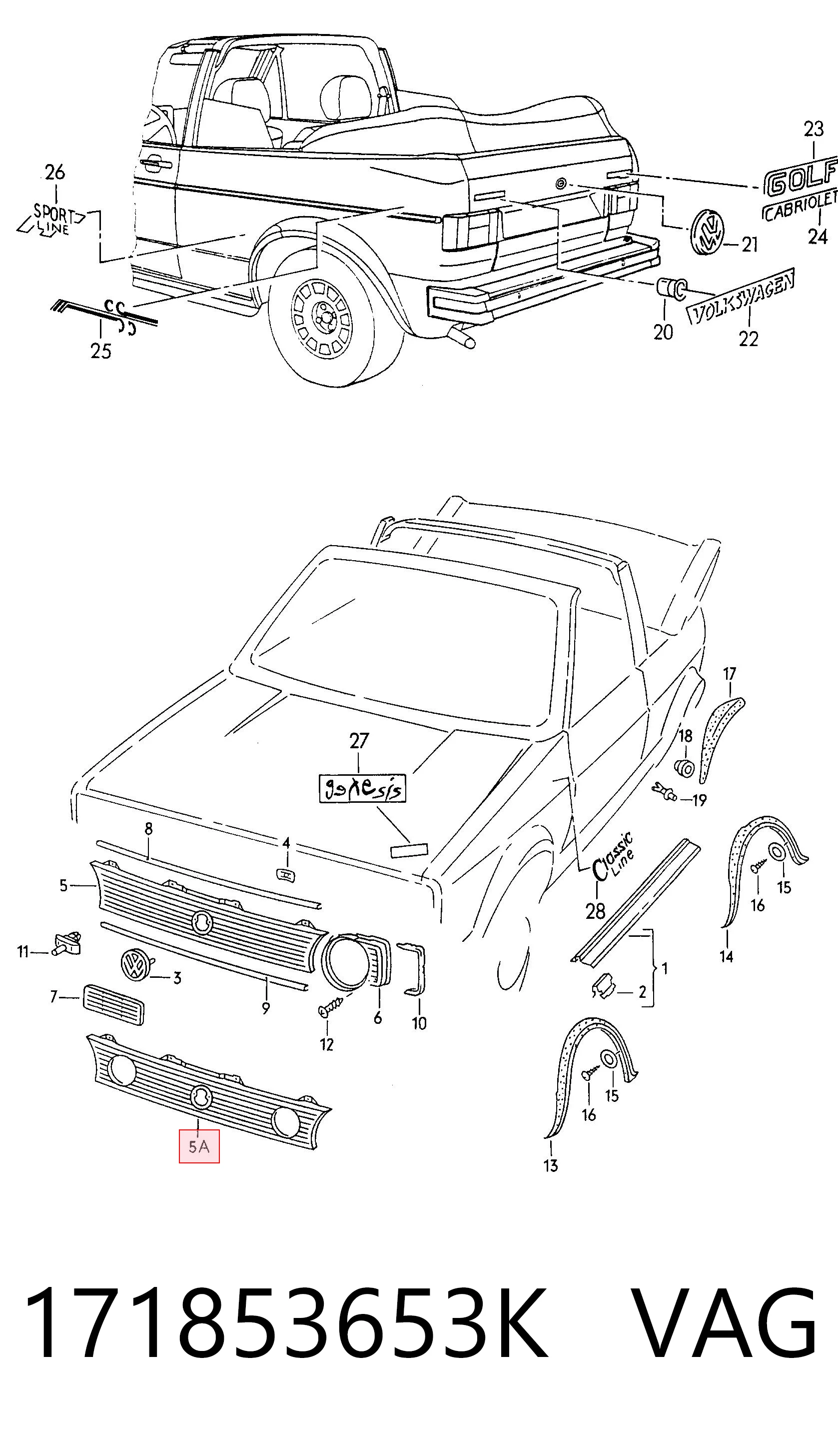 Comprar Parrilla del radiador Volkswagen Caddy I 14 a bajo precio