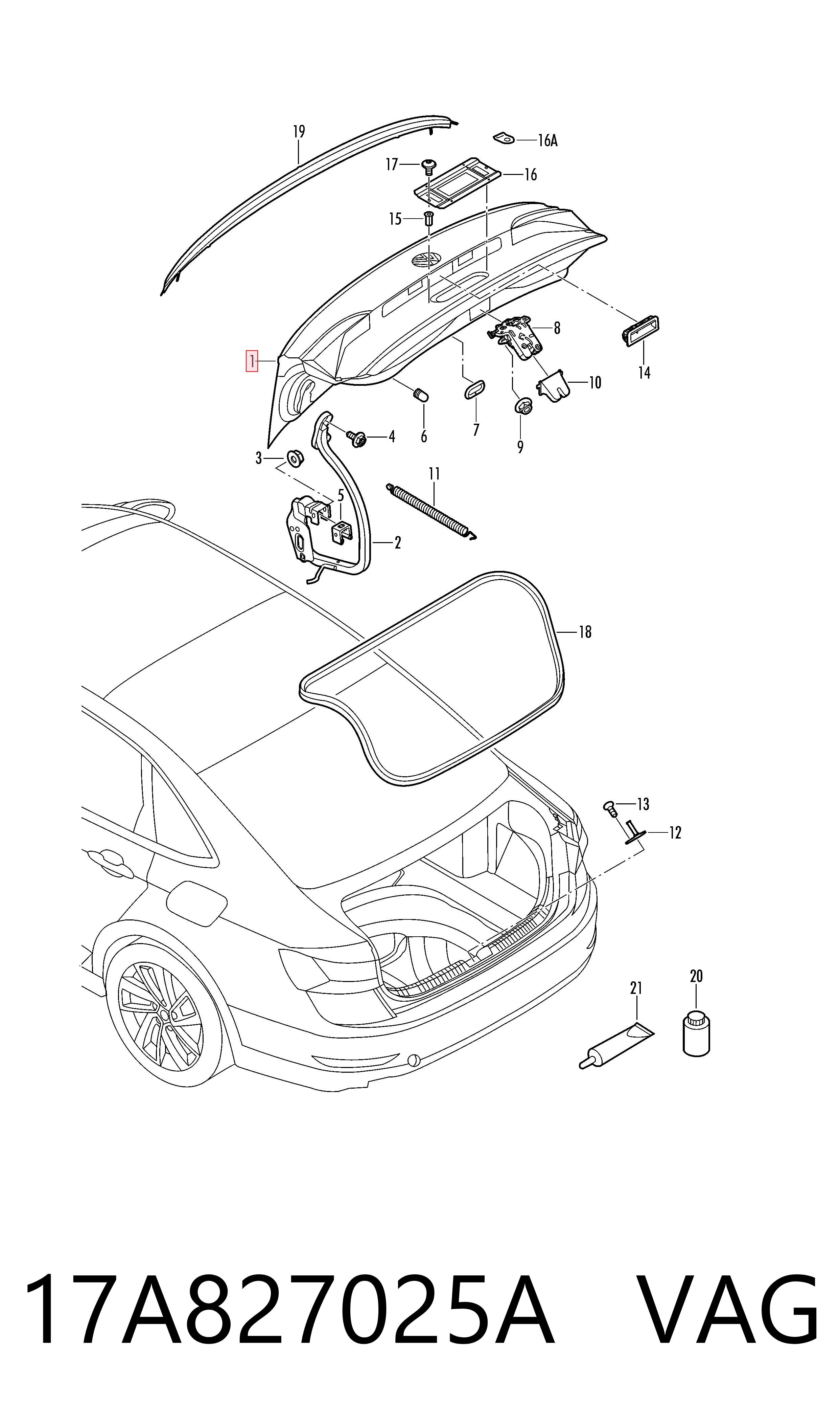 Tapa de maletero para Volkswagen Jetta VII BU3, BU4