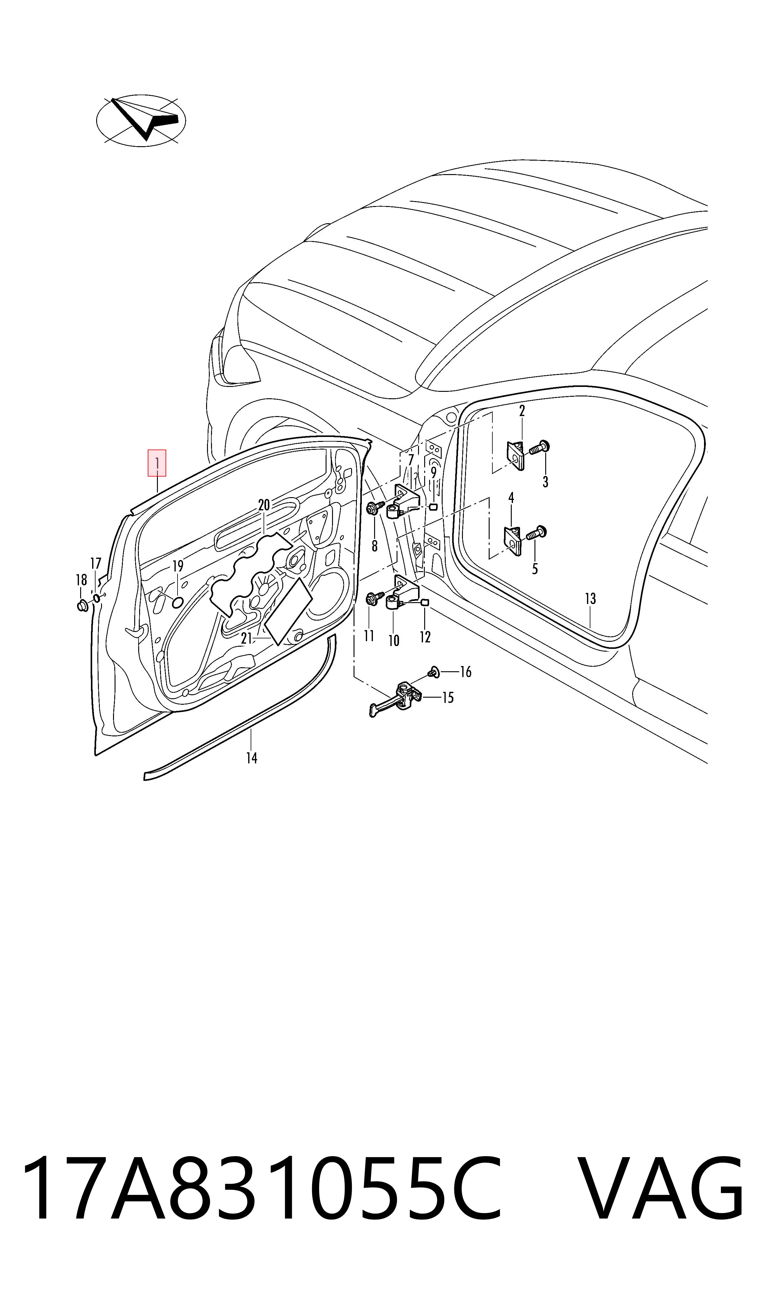 Puerta delantera izquierda 17A831055C VAG
