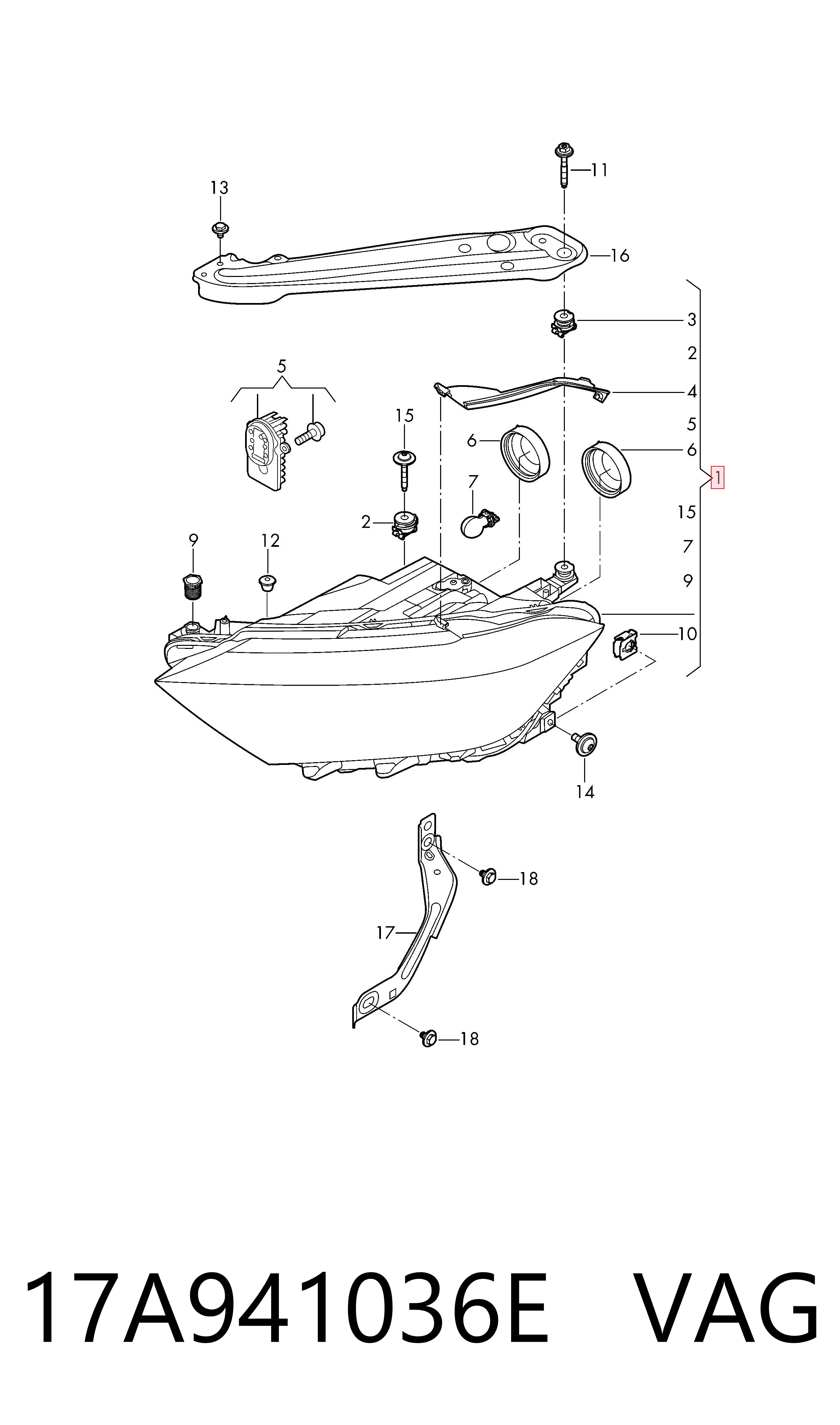 Luz derecha para Volkswagen Jetta VII BU3, BU4