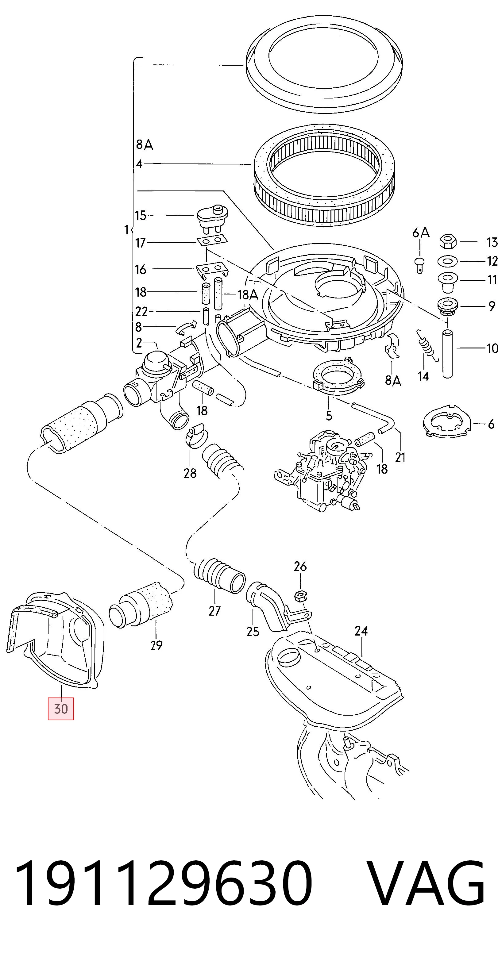 Comprar Entrada del filtro de aire Volkswagen Golf II 19E, 1G1 a bajo precio