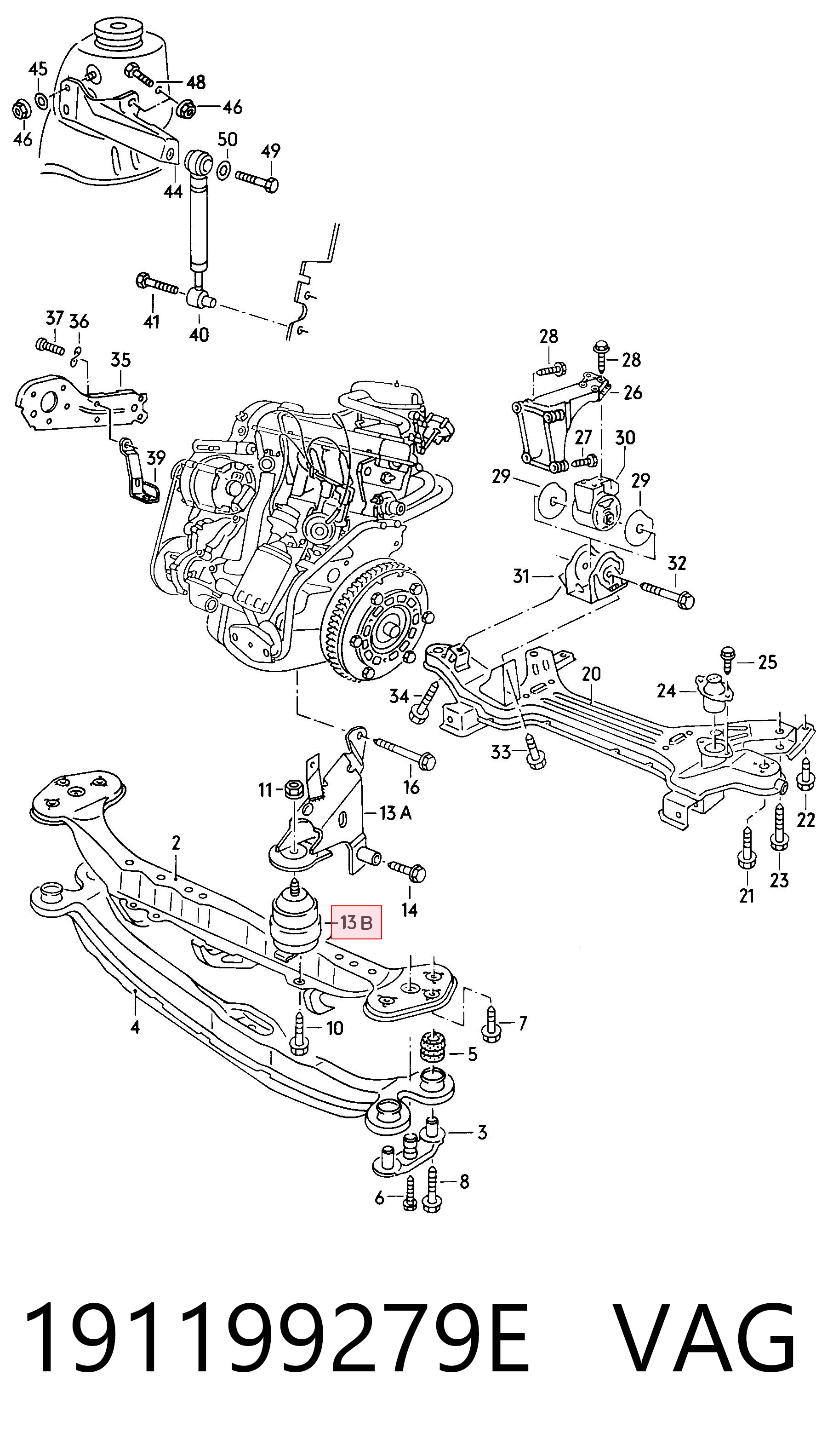 Taco de motor delantero para Seat Toledo I (1L)