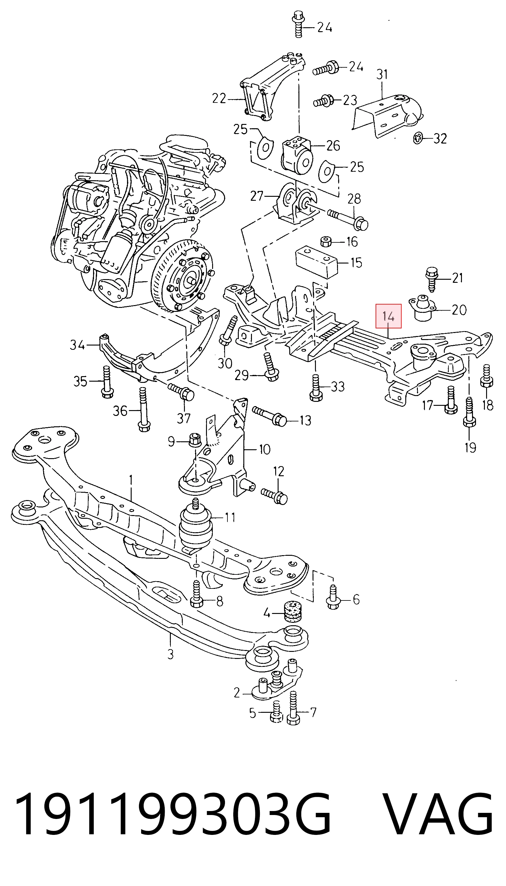 Comprar Subchasis delantero soporte motor Seat Toledo I 1L a bajo precio
