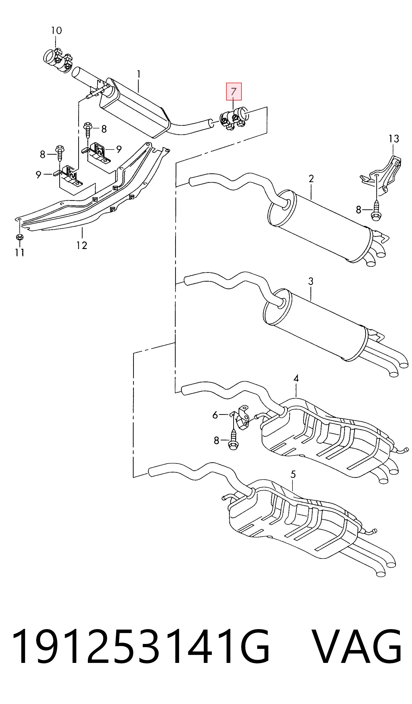 191253141G VAG Abrazadera delantera del silenciador