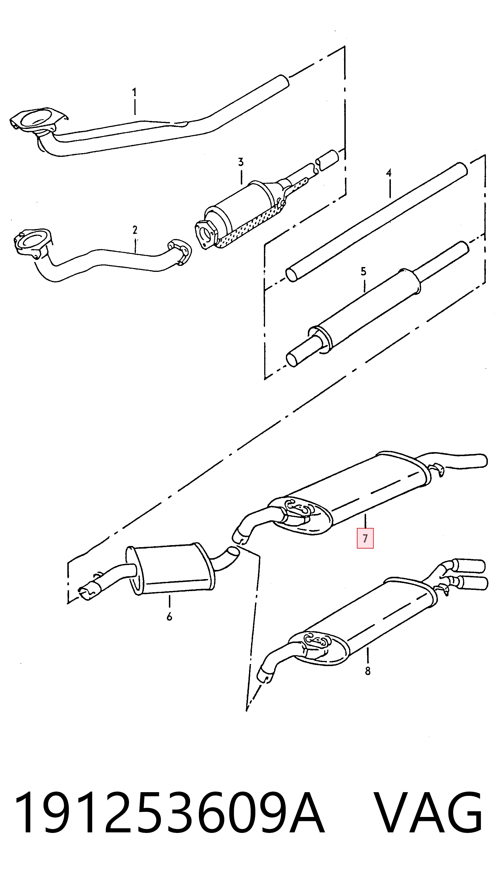 Silenciador trasero para Volkswagen Golf 19E, 1G1