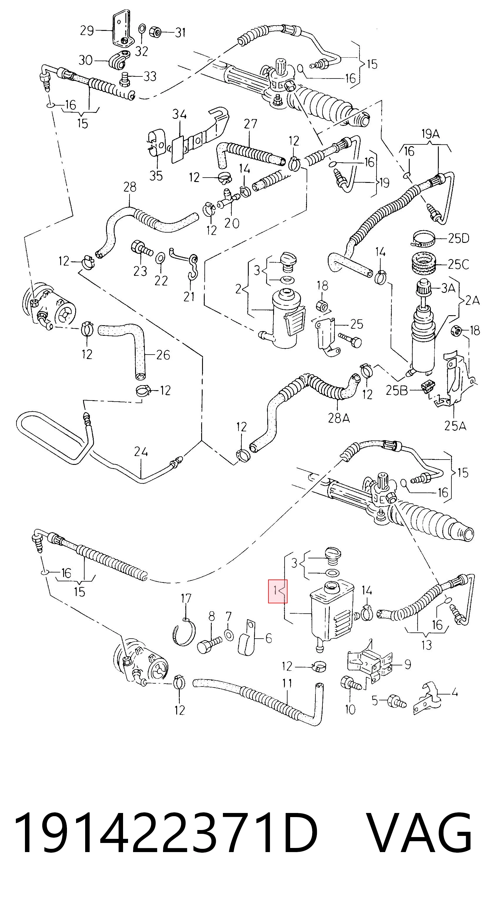 Depósito de la bomba de dirección asistida Volkswagen Jetta I sedán (16) (1979 - 1984) precio, desde 15,04 EUR